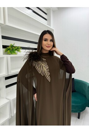 White Corner 3185 YAKA EL İŞİ İŞLEMELİ ÇİÇEK DETAYLI TASARIM ELBİSE