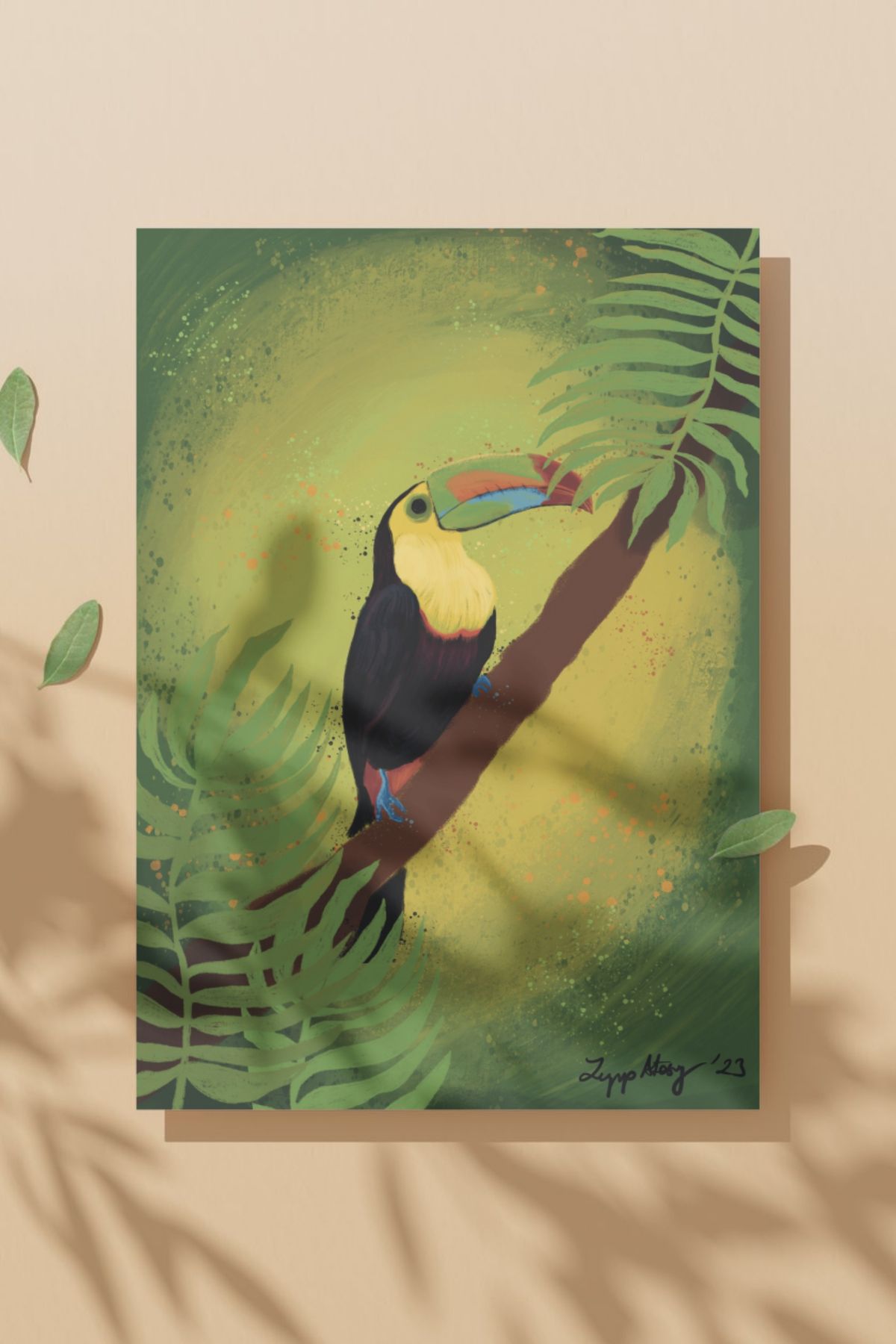 ZeynebinResimleri Tukan Kuşu Posteri, Dijital İllüstrasyon, Toucan, 33x48 cm Poster, Çerçevesiz