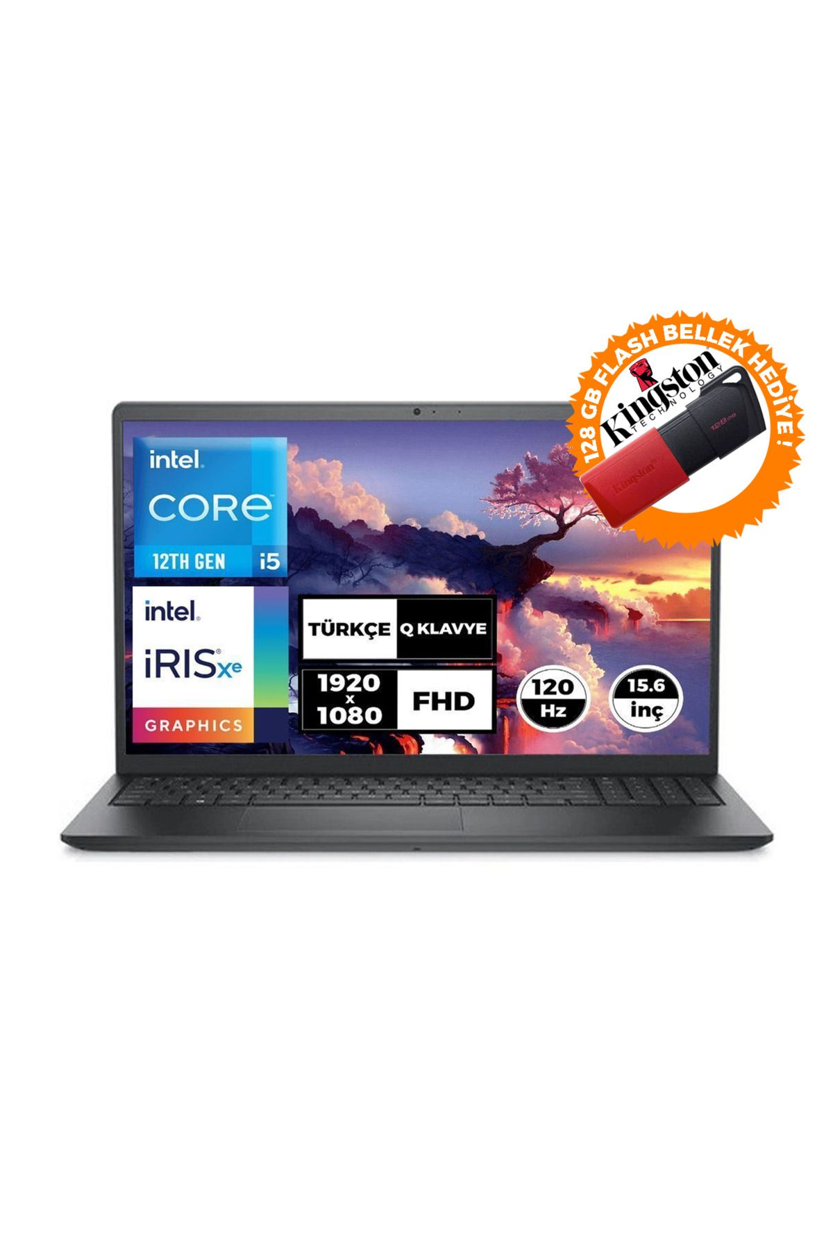Dell VOSTRO 3520 i5-1235U 32GB 1TB SSD Fdos 15.6"FHD Laptop + 128 GB Flash Bellek N1611PVNB3520U 038