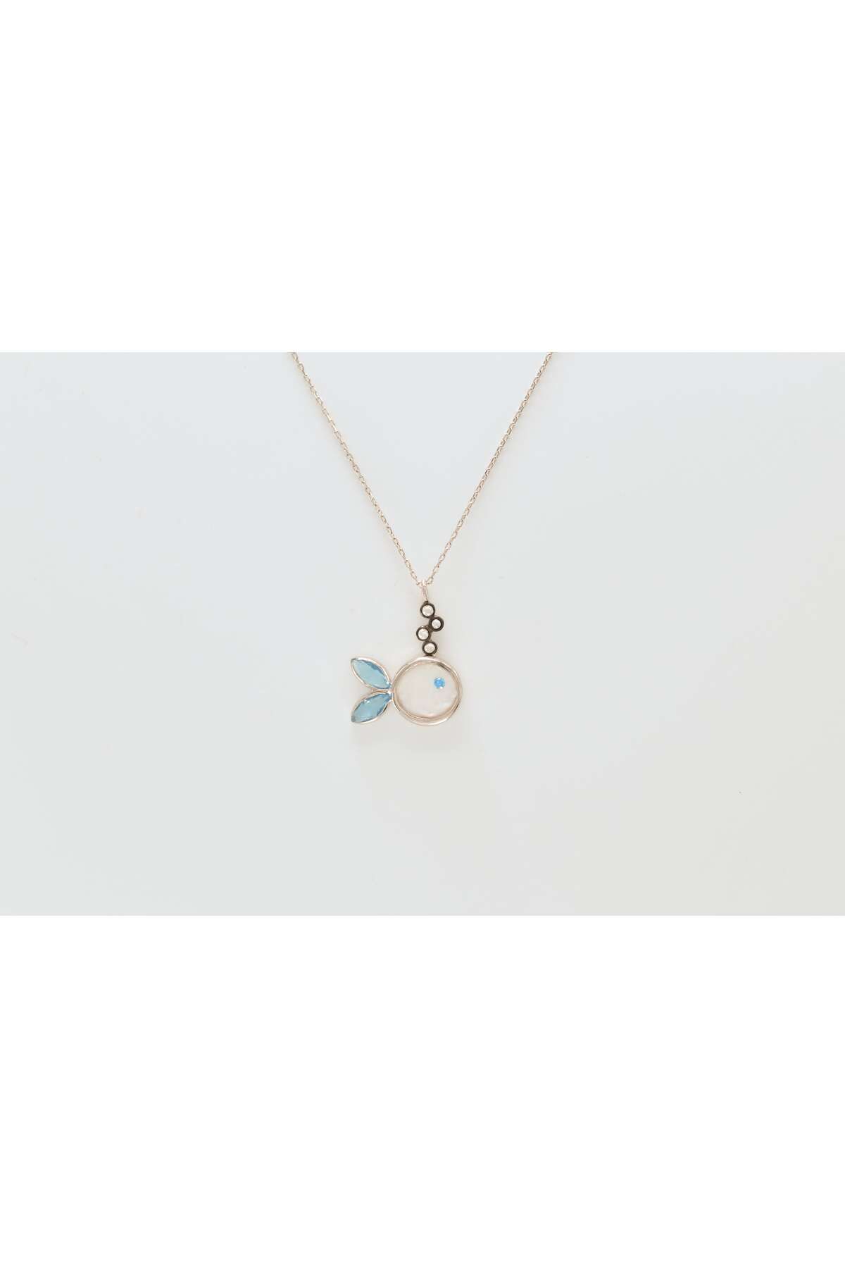 Ocean Silver & Jewelry Blue Topaz Taşlı Balık Gümüş Kolye
