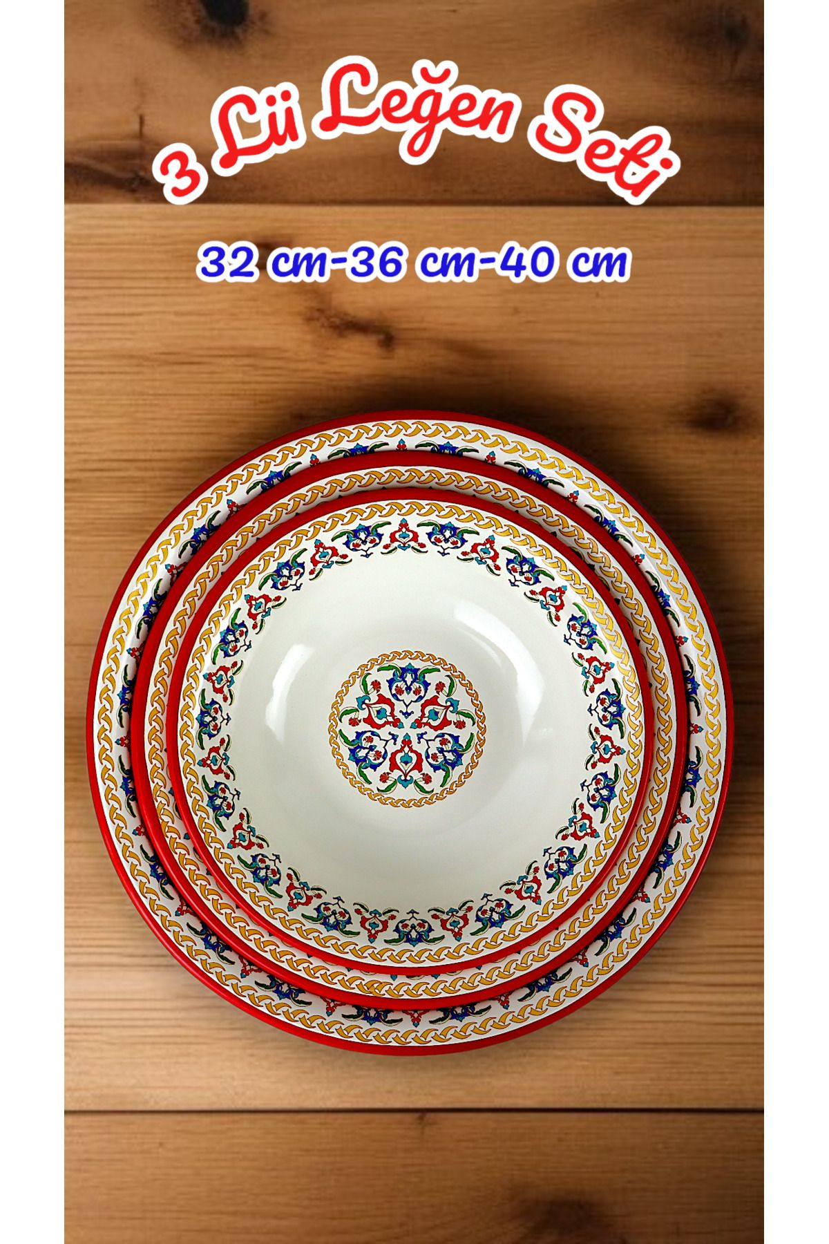 İnci Emaye 32 Cm-36 Cm-40 Cm 3 Lü Emaye Leğen Çırpma Ve Karıştırma Kabı, Hamur Leğeni,Meyvelik, Çeyiz, Hediye,