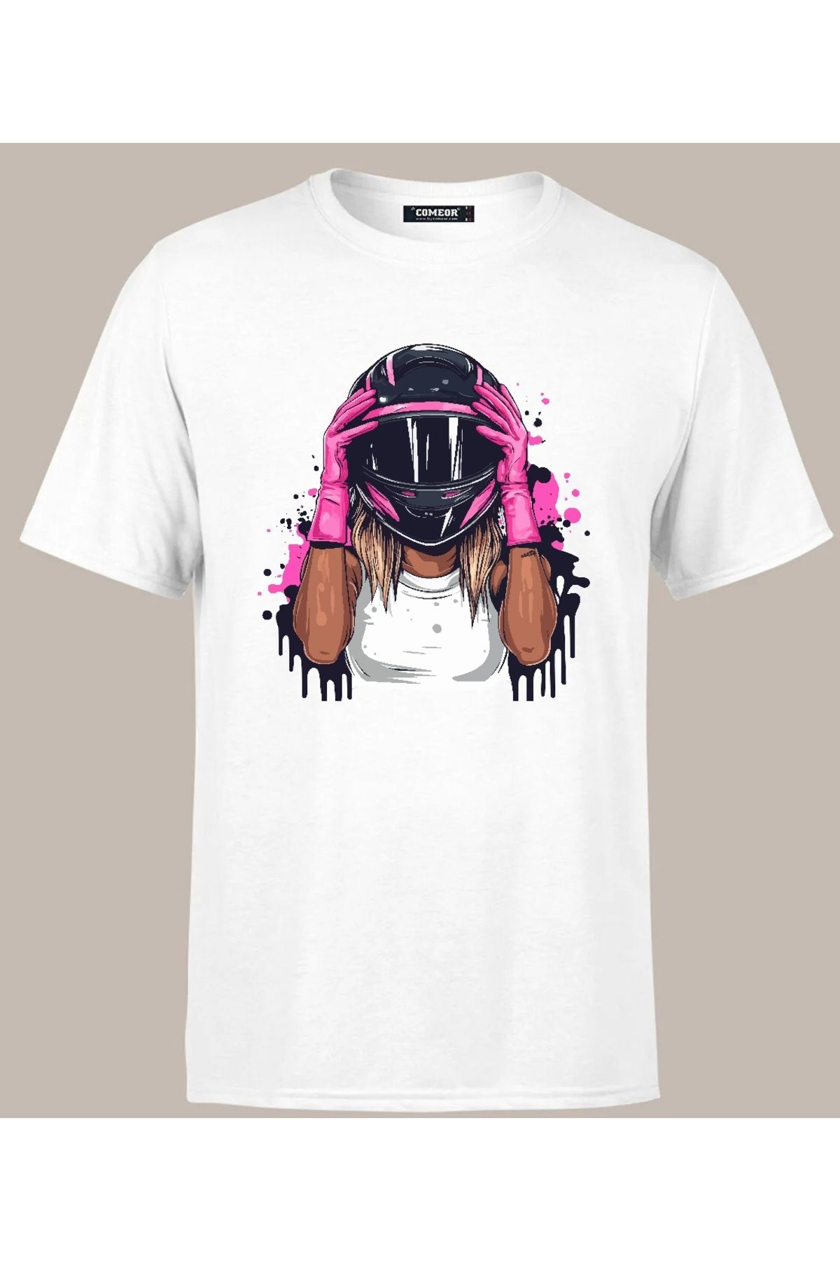 Tboxtr -BikerGirl Baskılı Motorcu Tshirt