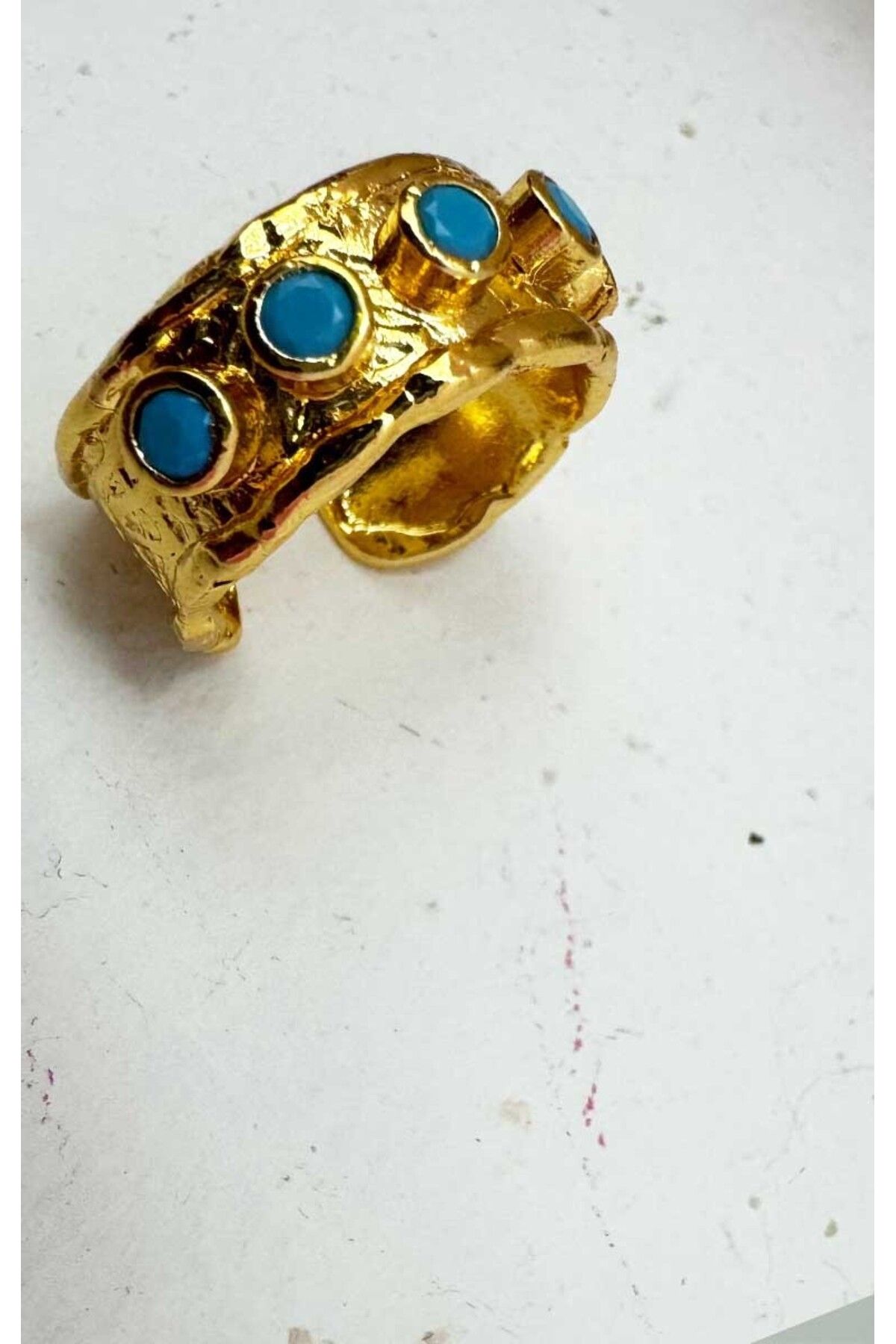 BYP Atelier Saray Tacı Yüzüğü Gold-Mavi