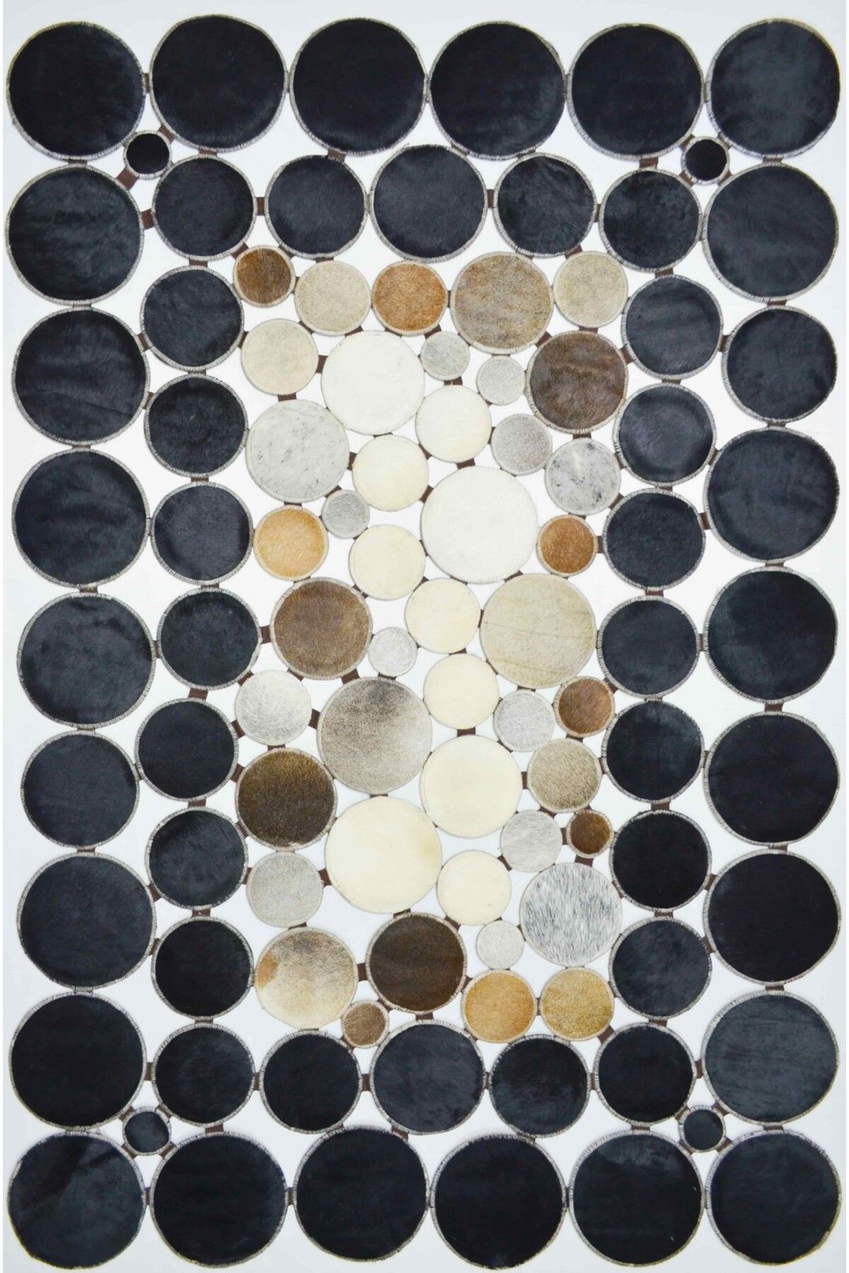 Handmade Siyah ve Kahverengi Deri Patchwork Halı 120x180 cm (2,16 m²)