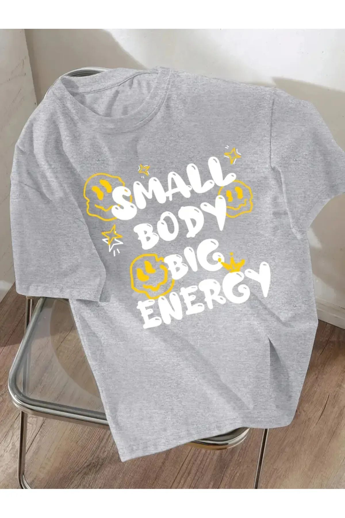 Koklonmoda Büyük Beden Unisex Small Body Energy Baskılı Oversize T-Shirt