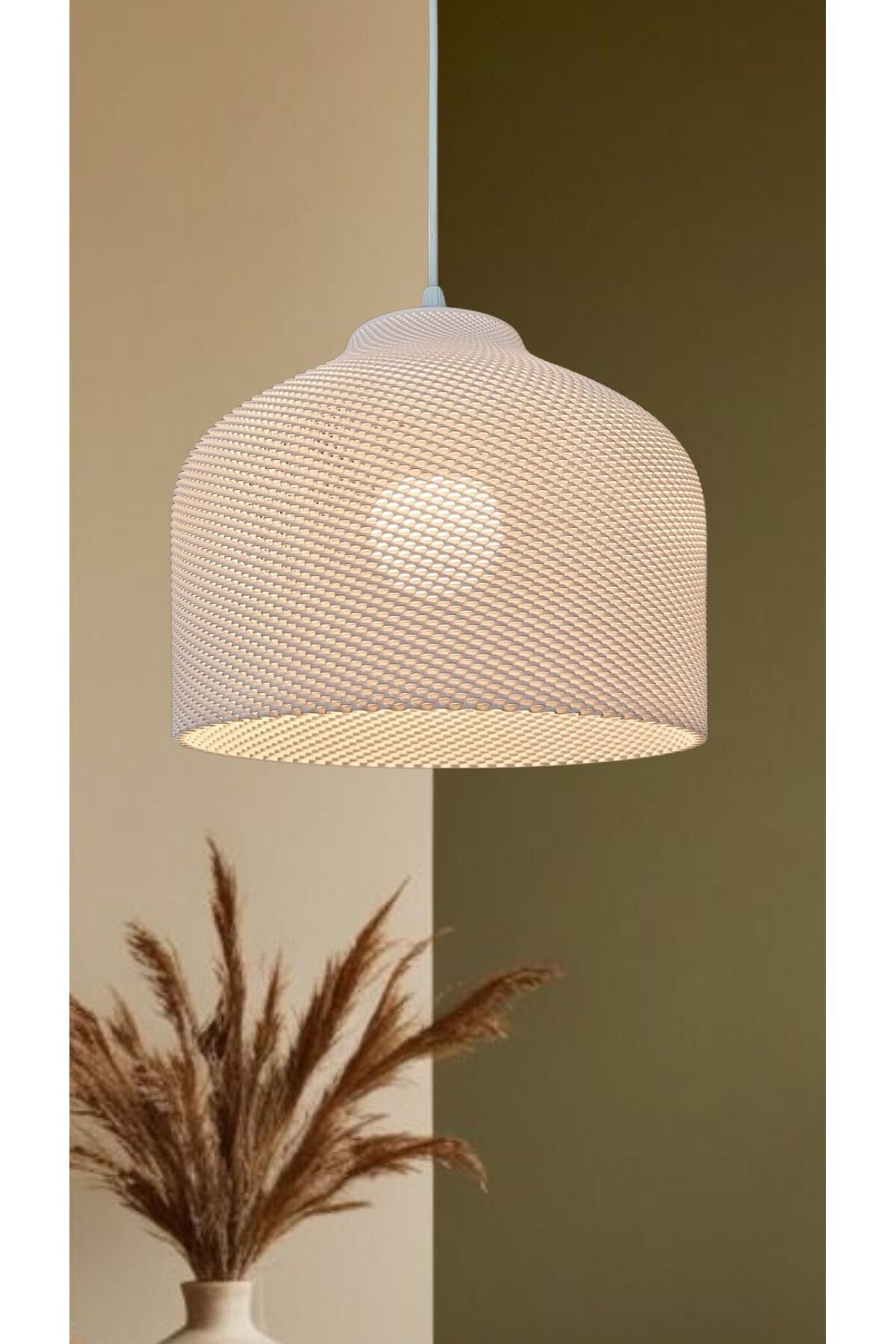 decory Geminy Beyaz Mesh dokulu avize, Pinterest Tarzı Özel Tasarım Tekli Sarkıt Avize (Bioplastik) E27