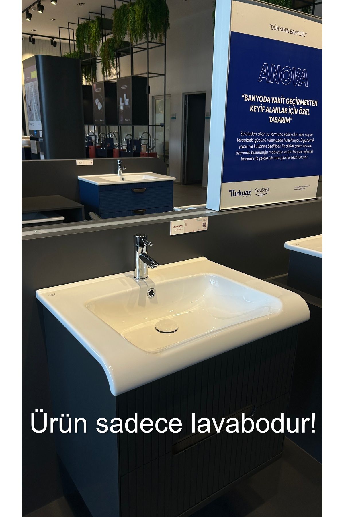 TURKUAZSERAMİK Cerastyle Anova 80 x 50 cm Dolap Uyumlu Lavabo