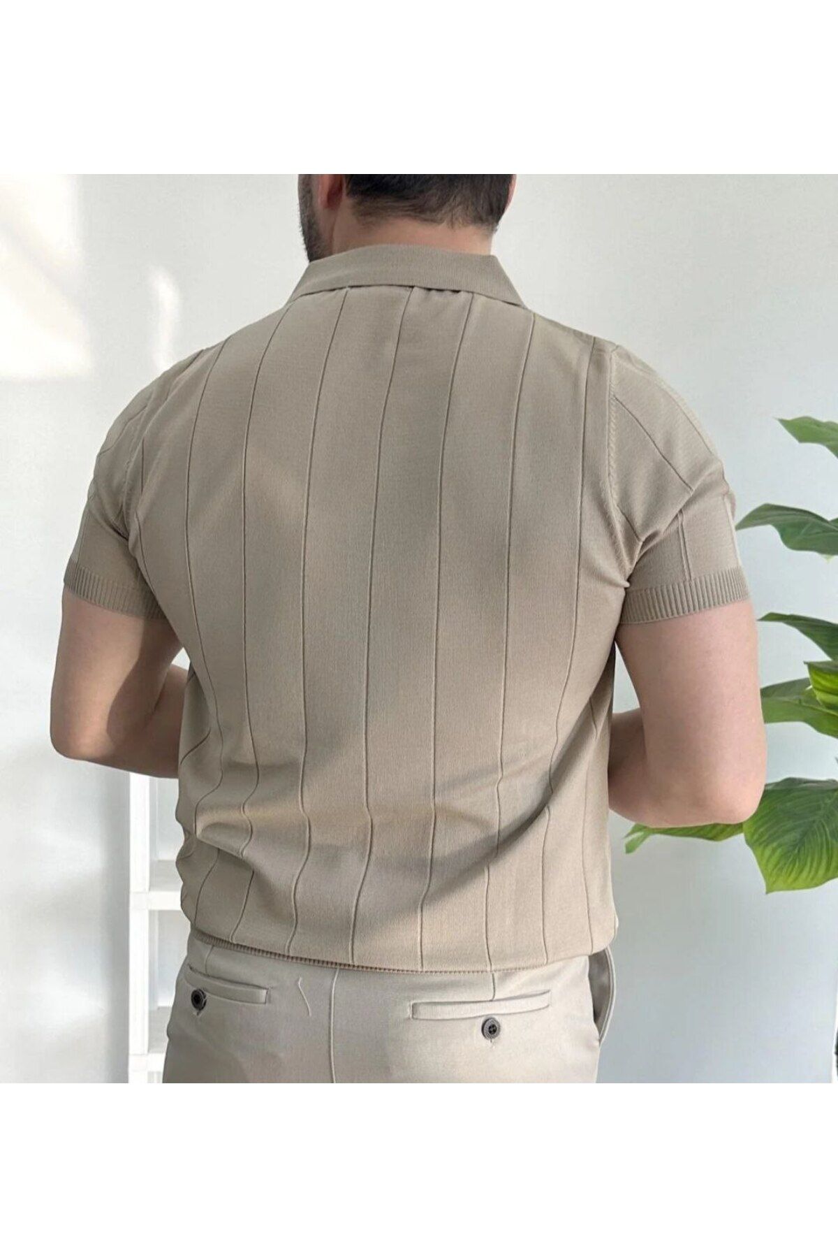 MODA ERKEK YARIM FERMUARLI POLO YAKA T-SHİRT VİZYON RENK