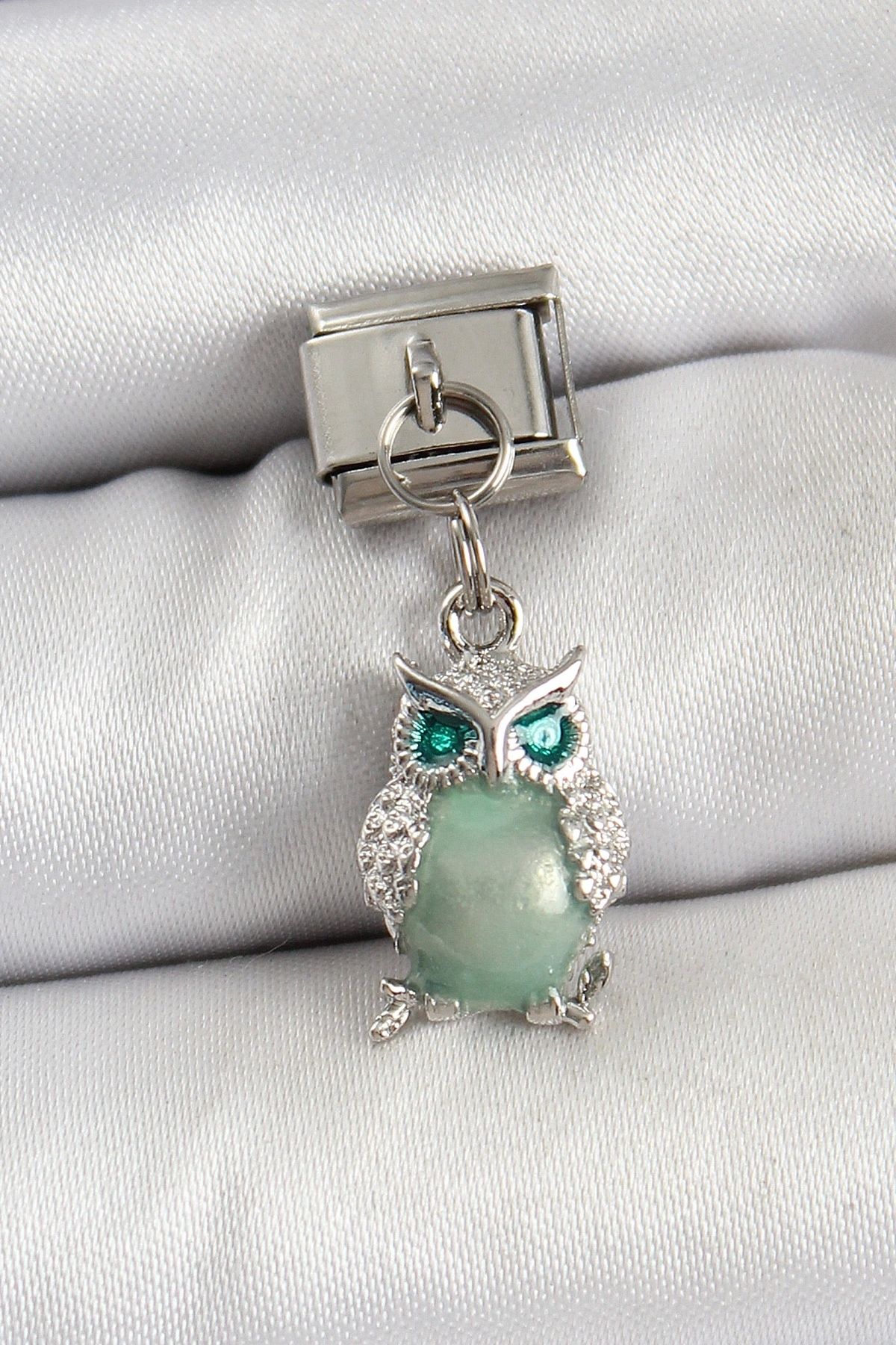 OurStyles L Çelik Sallantılı Zirkon Taşlı Baykuş Model Gümüş Renk Nomination Charm - Tj-bc - Tarz Tarz