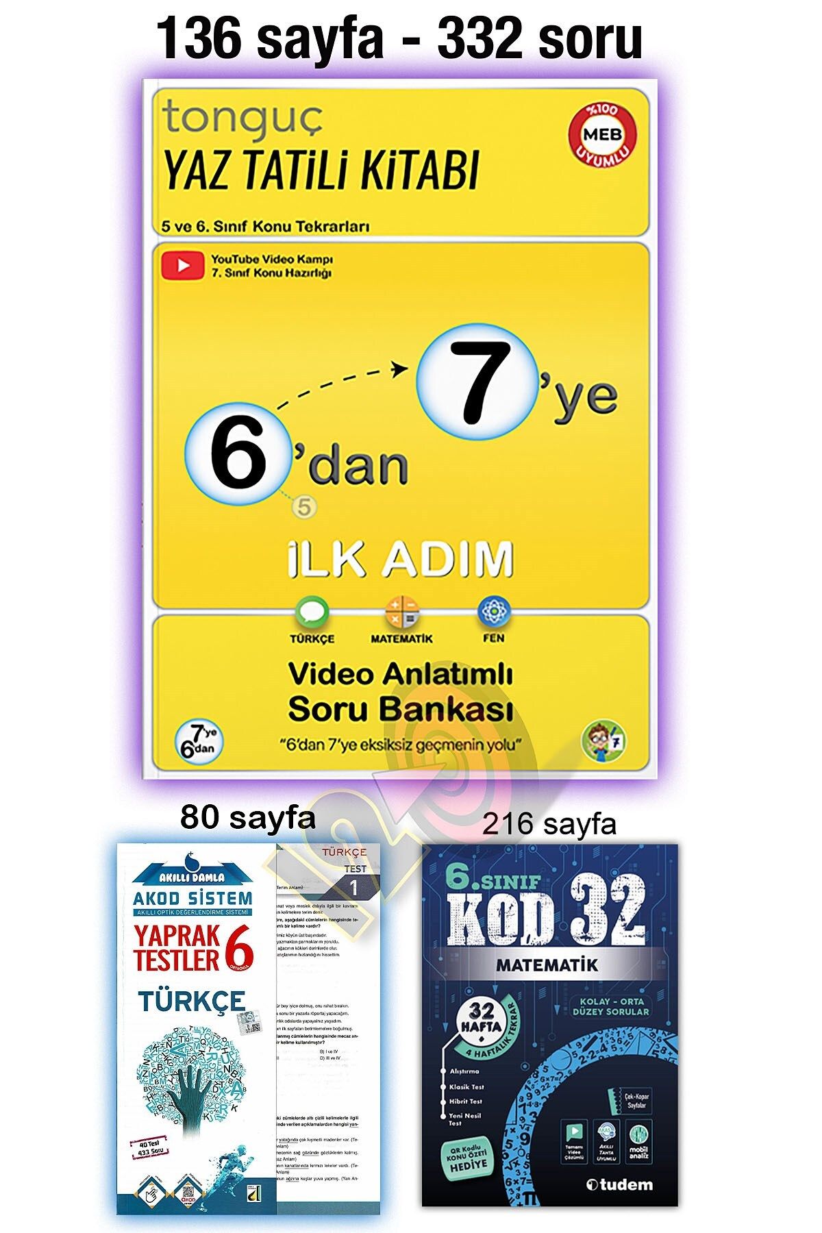 Tonguç Yayınları 6'dan 7'ye Hazırlık Kitabı 6. Sınıf Türkçe Yaprak Test Matematik Soru