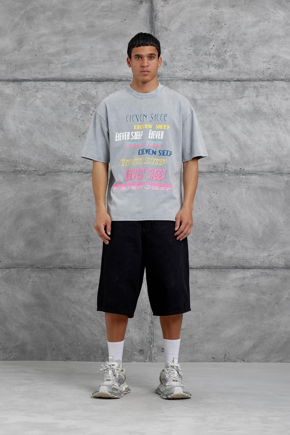 NOMARC Gri Eleven Sleep Baskılı Oversize Tshirt