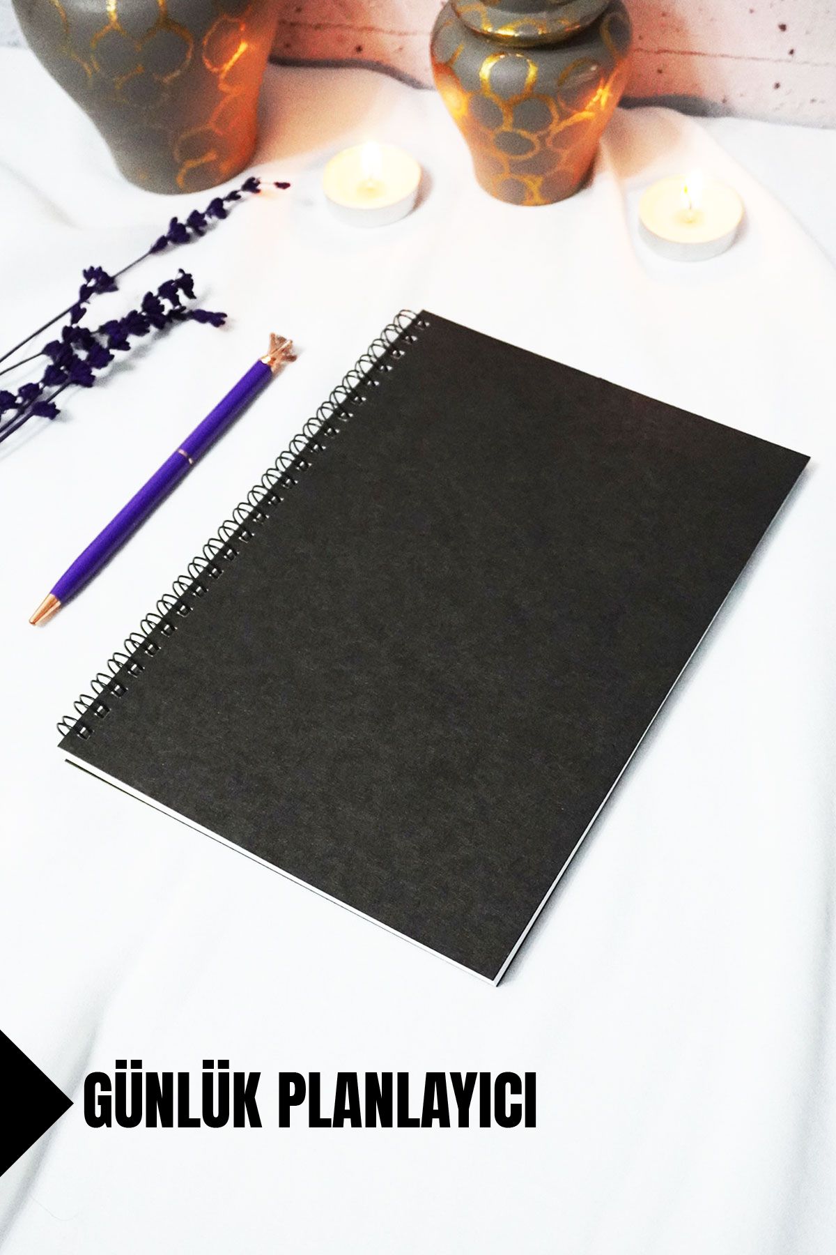 markcat A5 Siyah Kraft Kapaklı - Günlük Plan Defteri - 45 yaprak (90 sayfa) 15x21 cm - Okul Defteri
