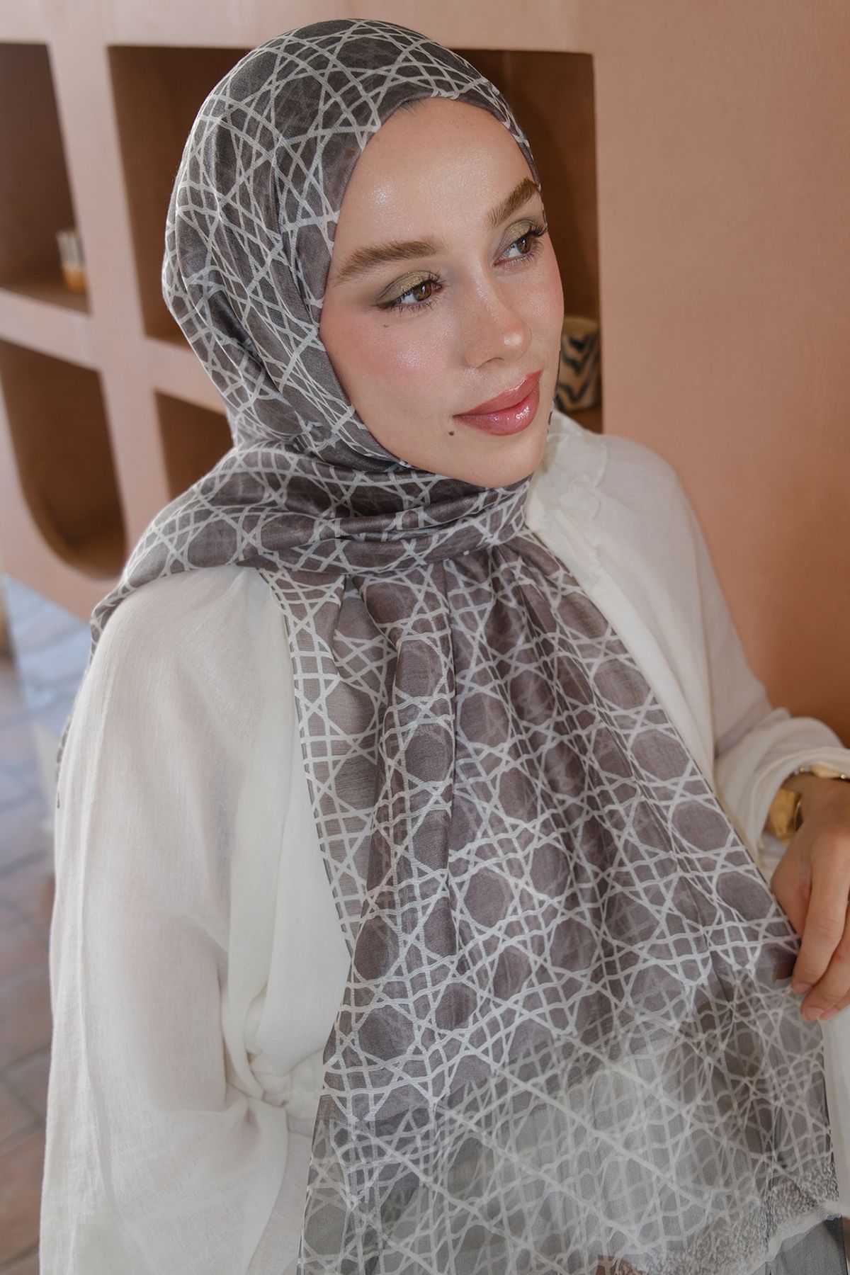 diorel Çizgili Monogram İpek Vual Şal
