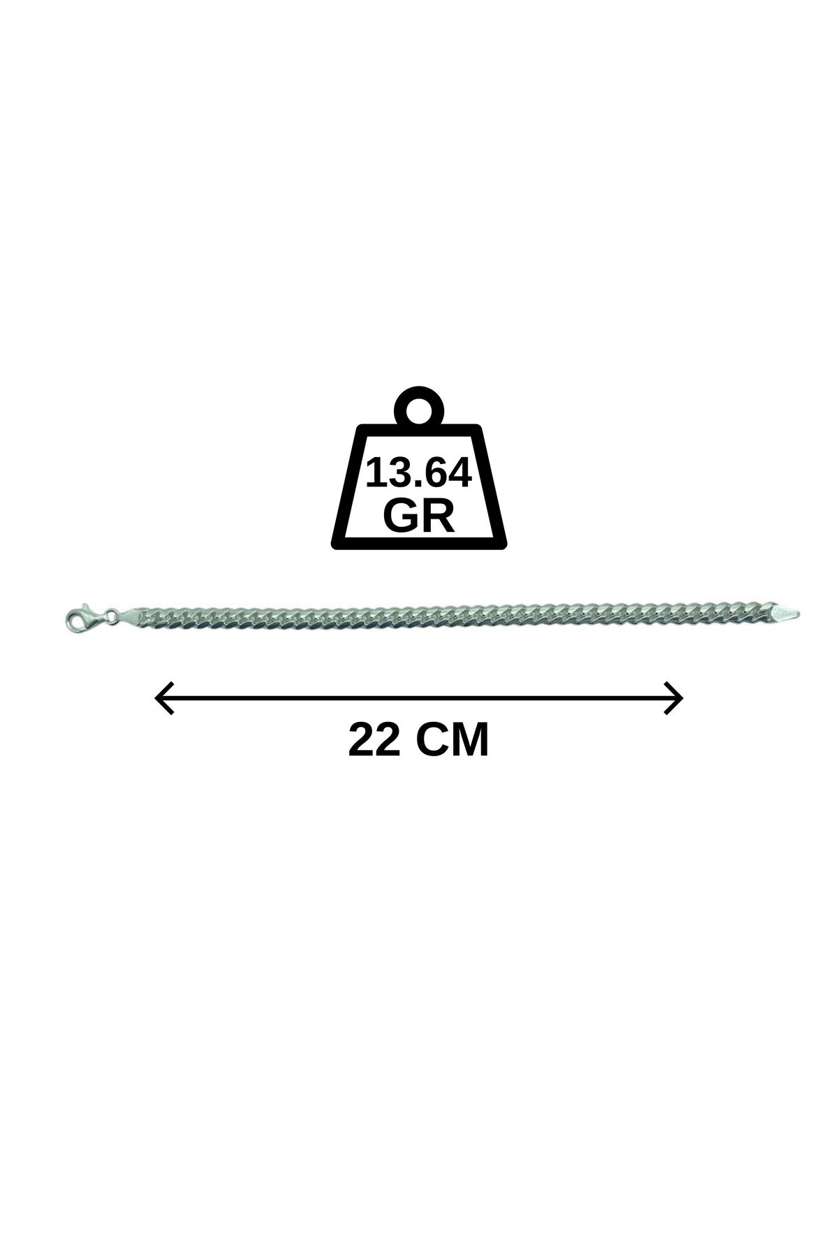 CERCİBAZAAR Erkek Gümüş Zincir Bileklik – 925 Ayar - 13.64 GR