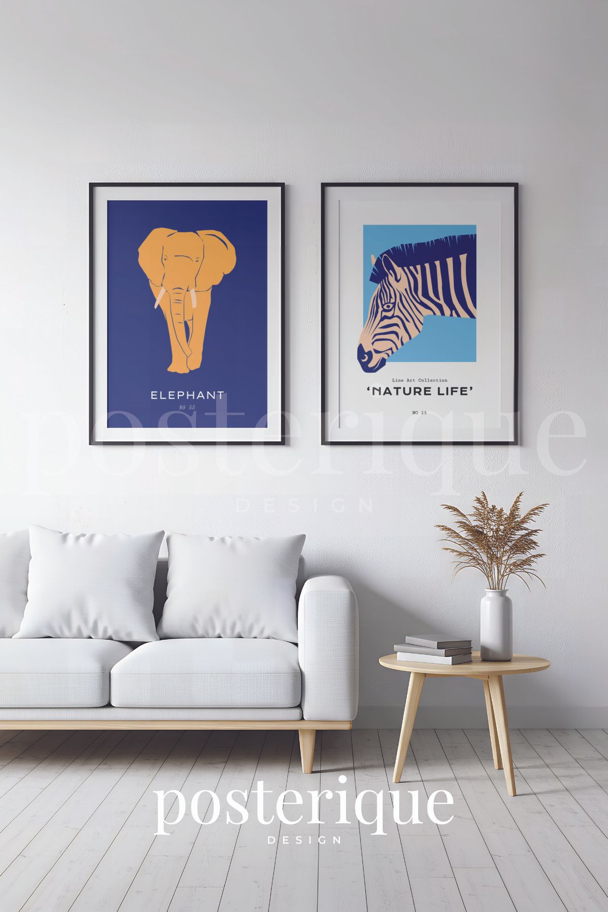 posterique Bohem Animal 2 li set Çerçevesiz Tablo Çerçevesiz Poster Modern Poster Dekoratif Poster