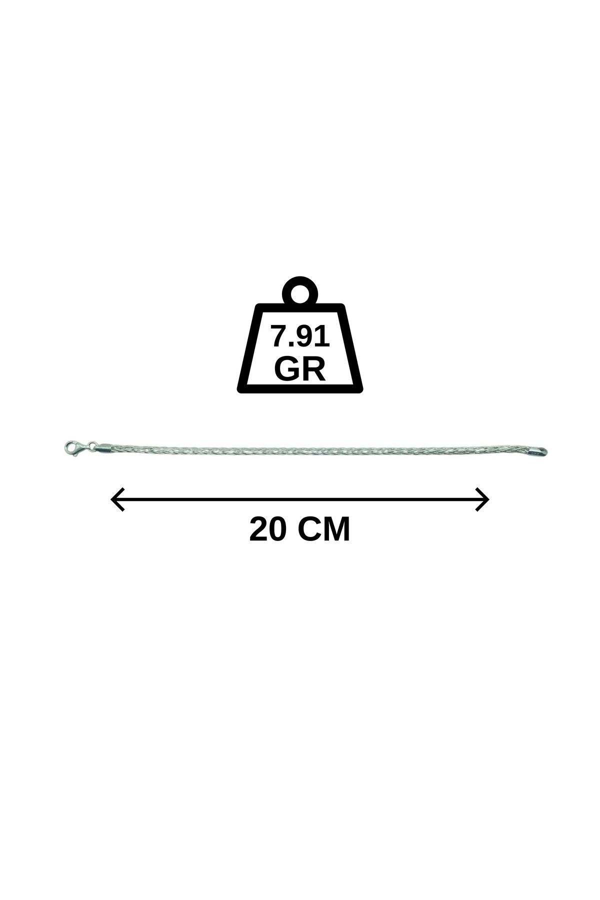 CERCİBAZAAR Erkek Gümüş Zincir Bileklik – 925 Ayar - 7.91 GR