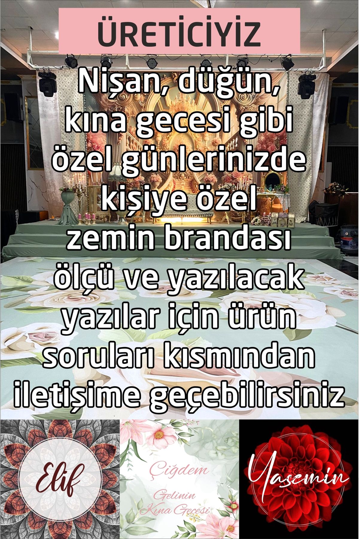 Bunny Decor Söz Nişan Düğün Kına Gecesi Pist Yer Kaplama Afişi Dans Pisti Vinil Branda Kaplama