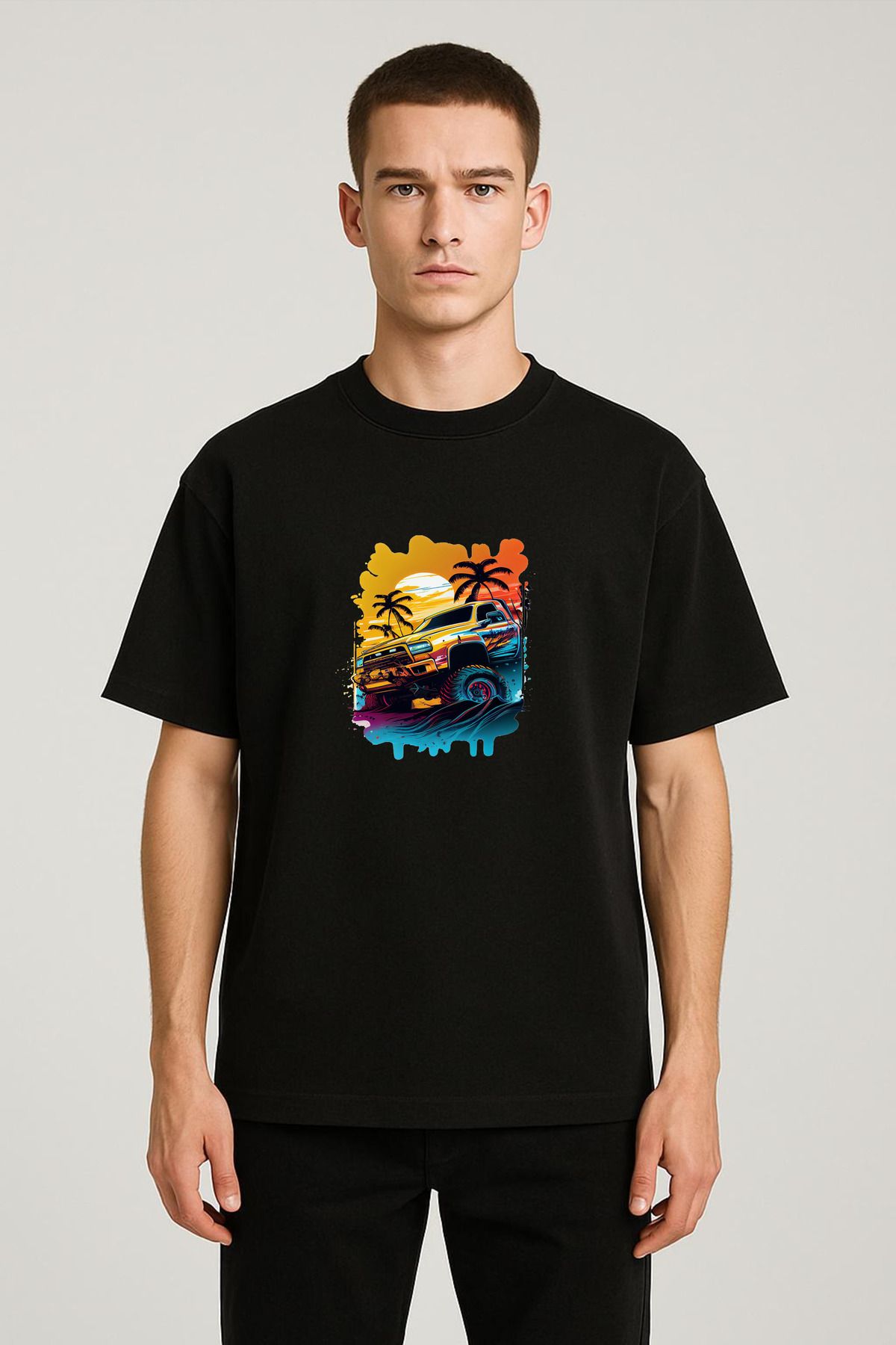 MODA Unisex Oversize Kalıp Summer Pickup Baskılı T-Shirt