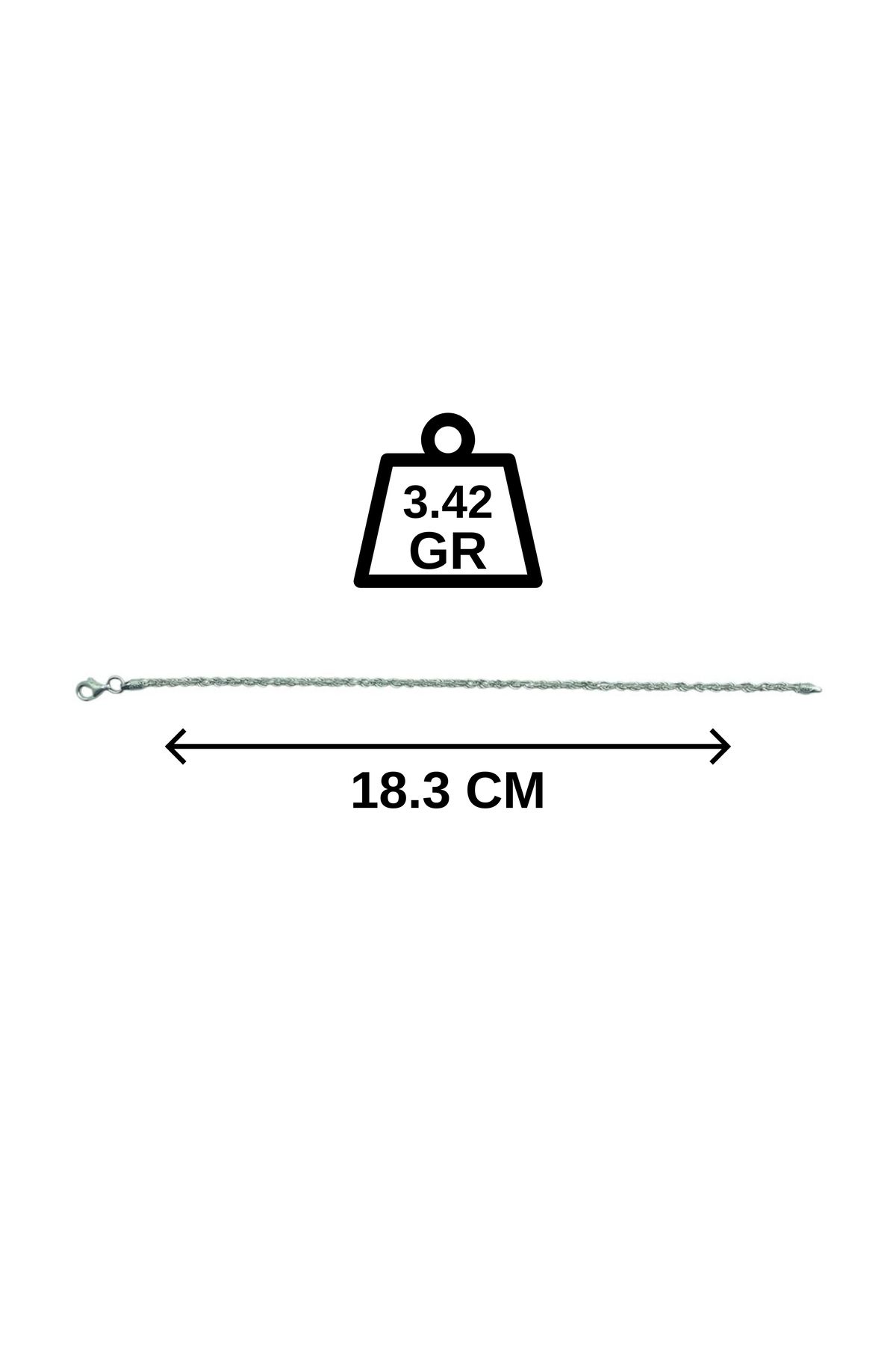 CERCİBAZAAR Erkek Gümüş Zincir Bileklik – 925 Ayar - 3.42 GR