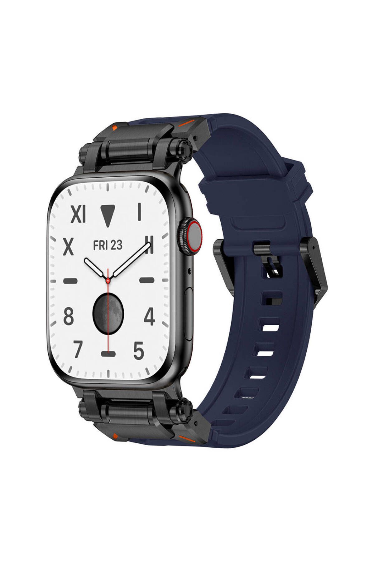 Teknova Watch 44mm TKNV KRD-101 Titanyum Metal Başlıklı Silikon Kordon-Siyah-Mavi
