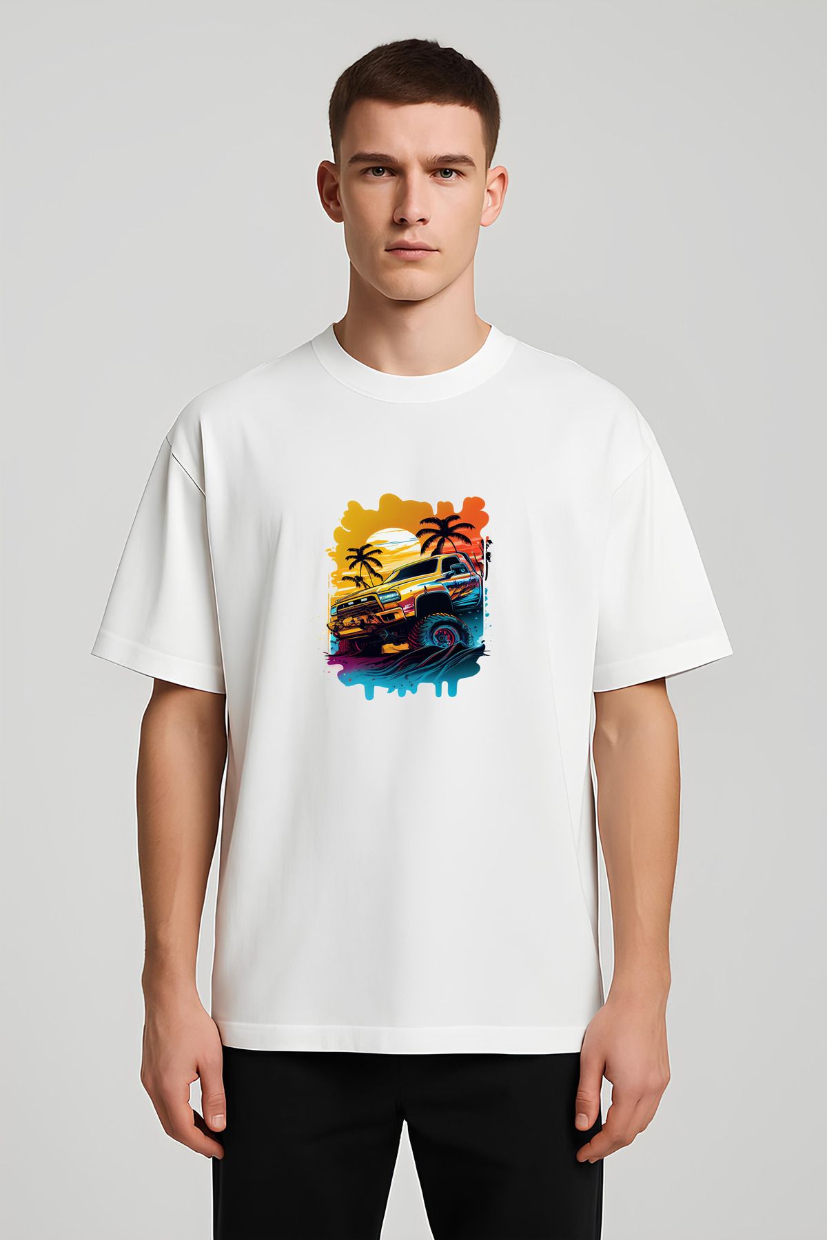 MODA Unisex Oversize Kalıp Summer Pickup Baskılı T-Shirt