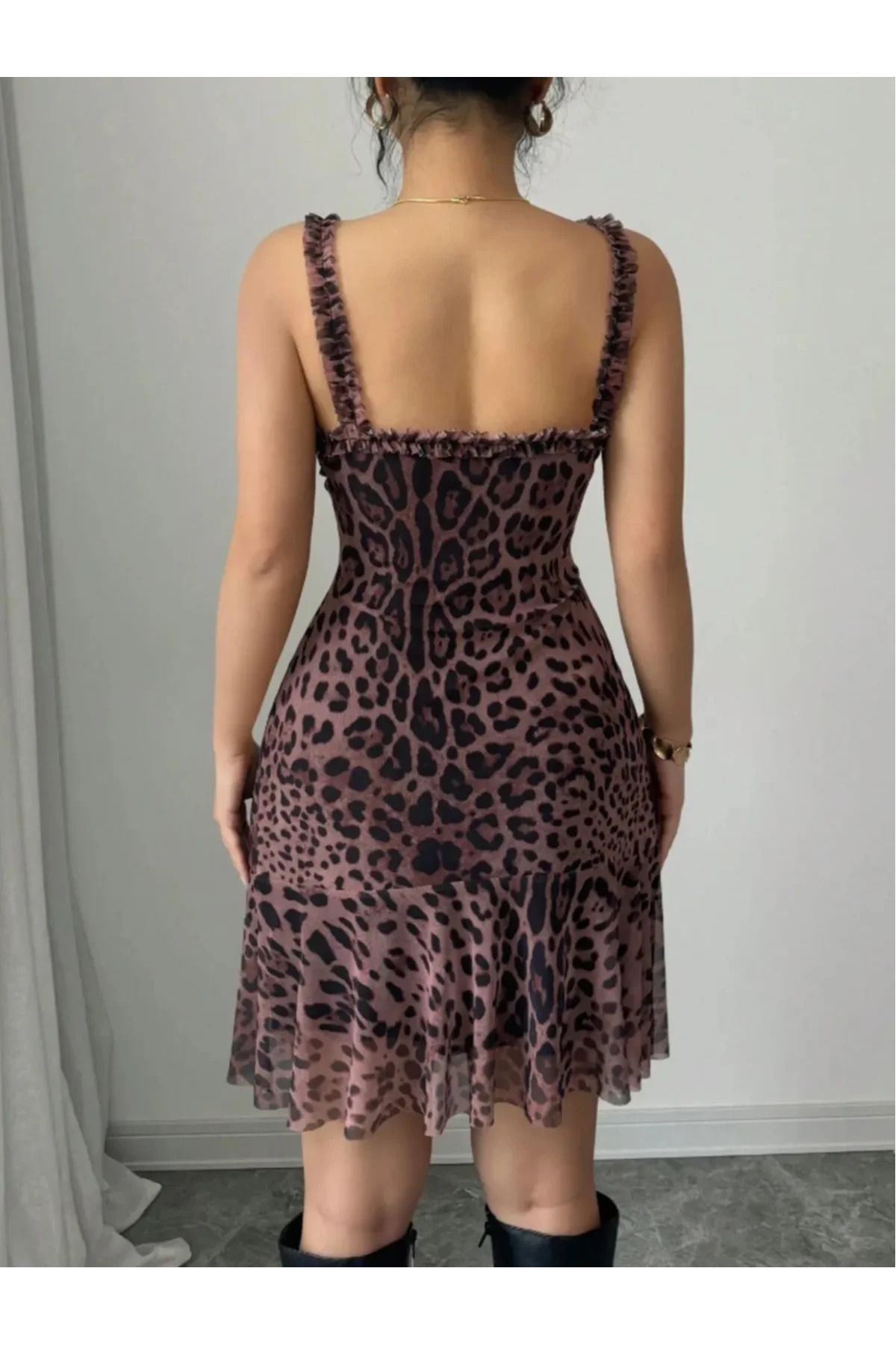 Butik PASSIONE E-1038 Leopar Desenli Kısa Gecelik