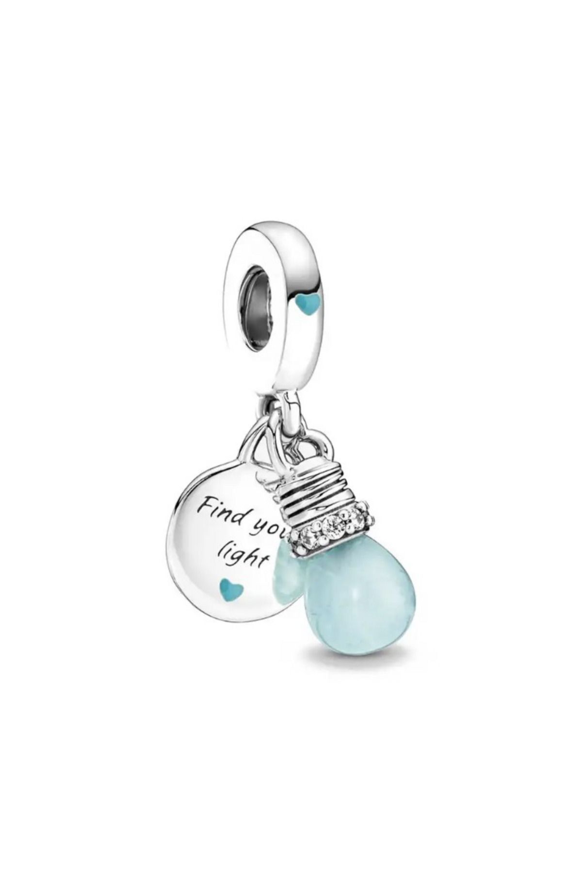 Violet Takı 925 Ayar Gümüş Ampül Charm Gece Işık Yayıyor