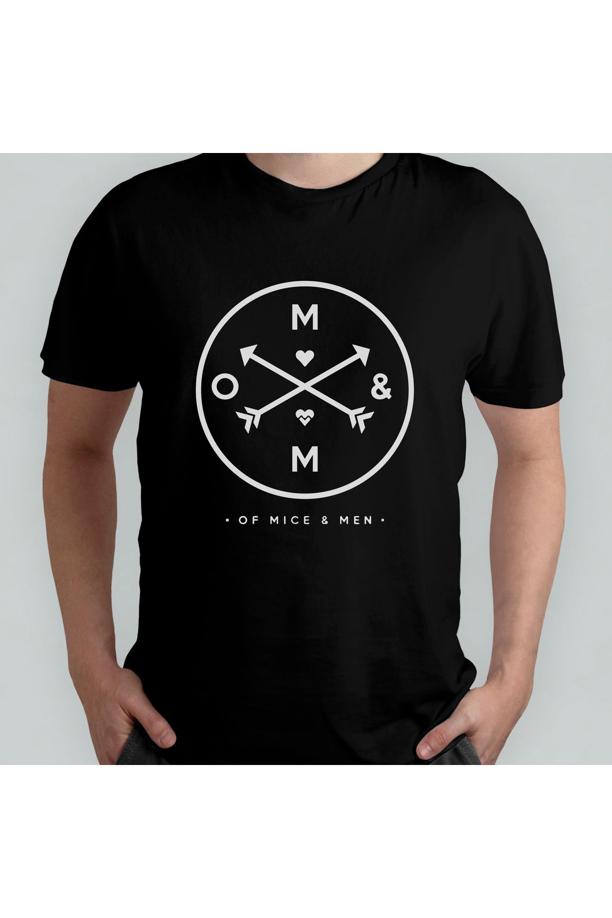 Pixxa Of Mice And Men Unisex %100 Pamuklu Bisiklet Yaka T-Shirt Model 1