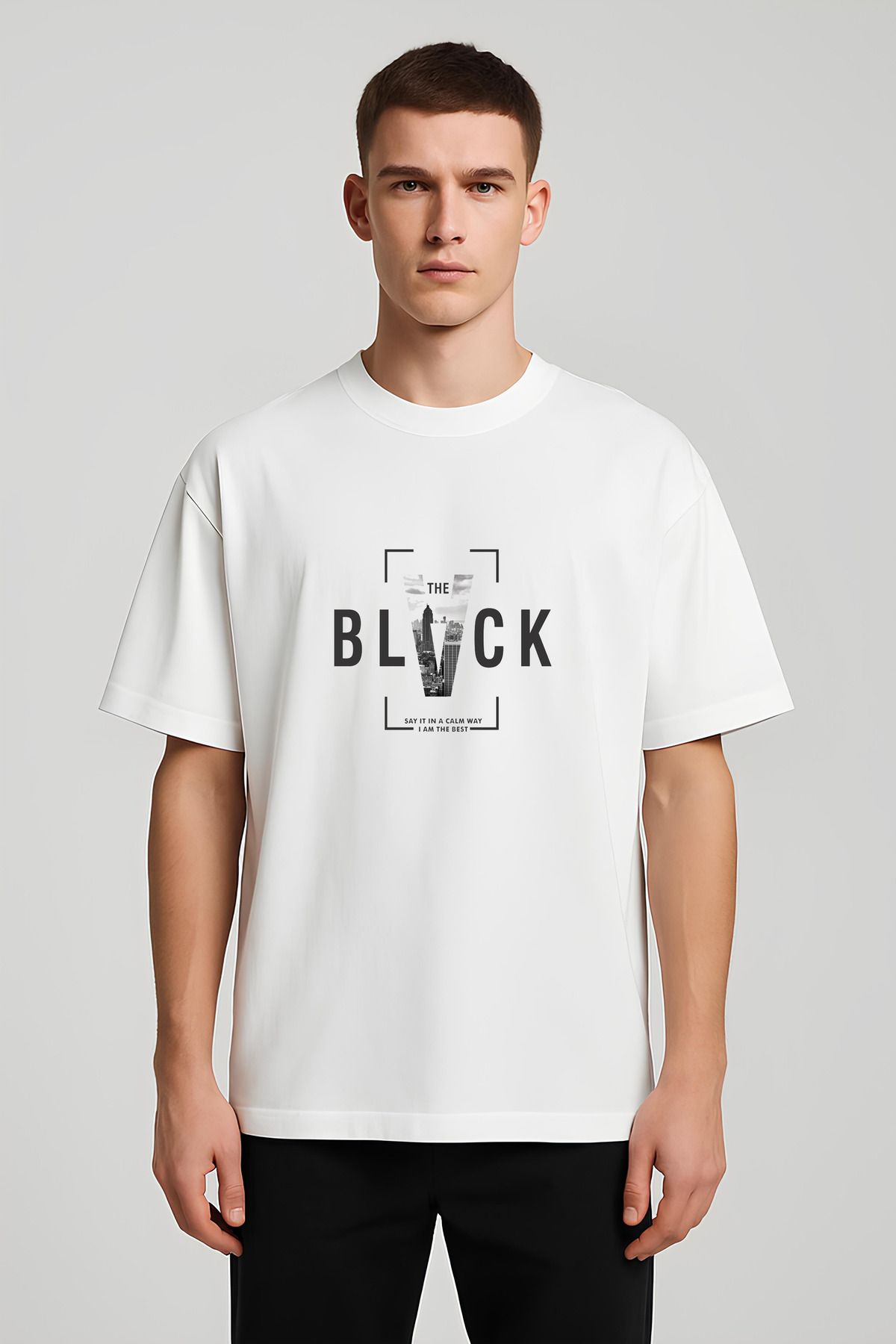 MODA Unisex Oversize Kalıp Black Baskılı T-Shirt