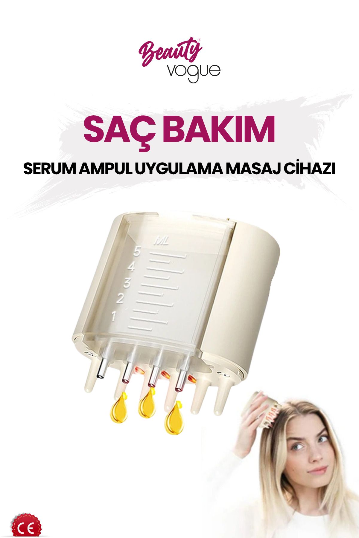 Beauty Vogue Yeni Nesil Ems Şarjlı Saç Bakım, Serum Ampul Uygulama Masaj, Saç Güçlendirme Cilt Bakım Cihazı