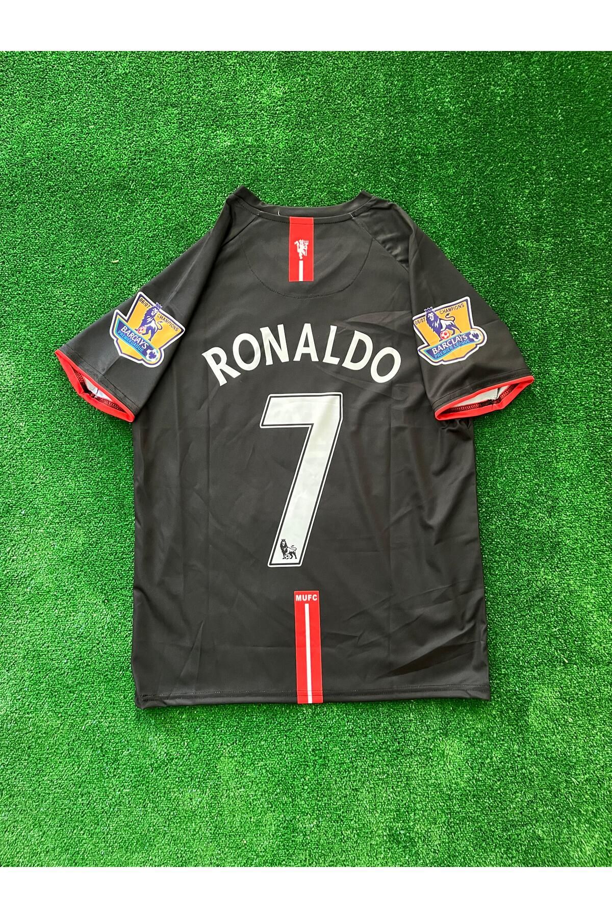 JANJON STAR Cristiano Ronaldo 2008 Sezonu Manchester.United Kısa Kol Siyah Renk Nostalji Forma