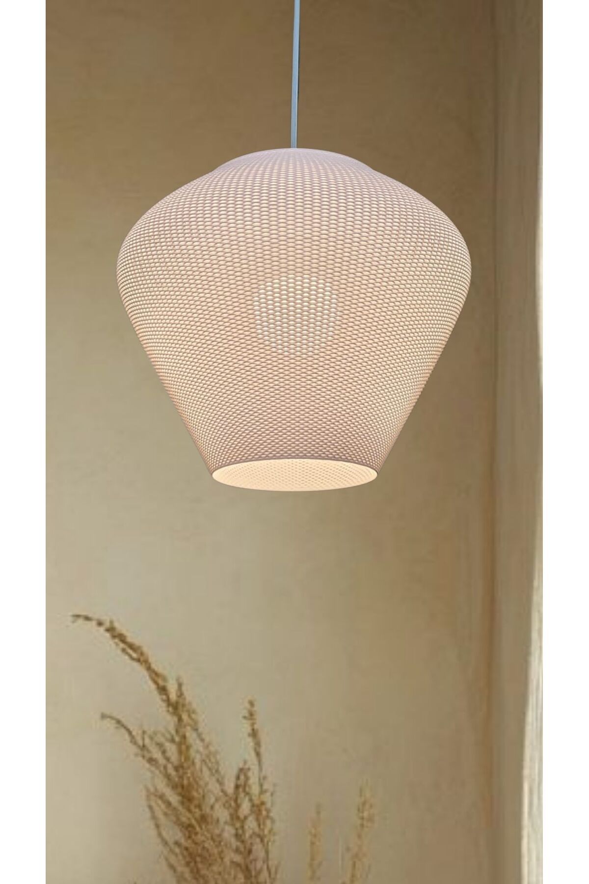 decory Asterion Beyaz Mesh dokulu avize, Pinterest Tarzı Özel Tasarım Tekli Sarkıt Avize (Bioplastik) E27