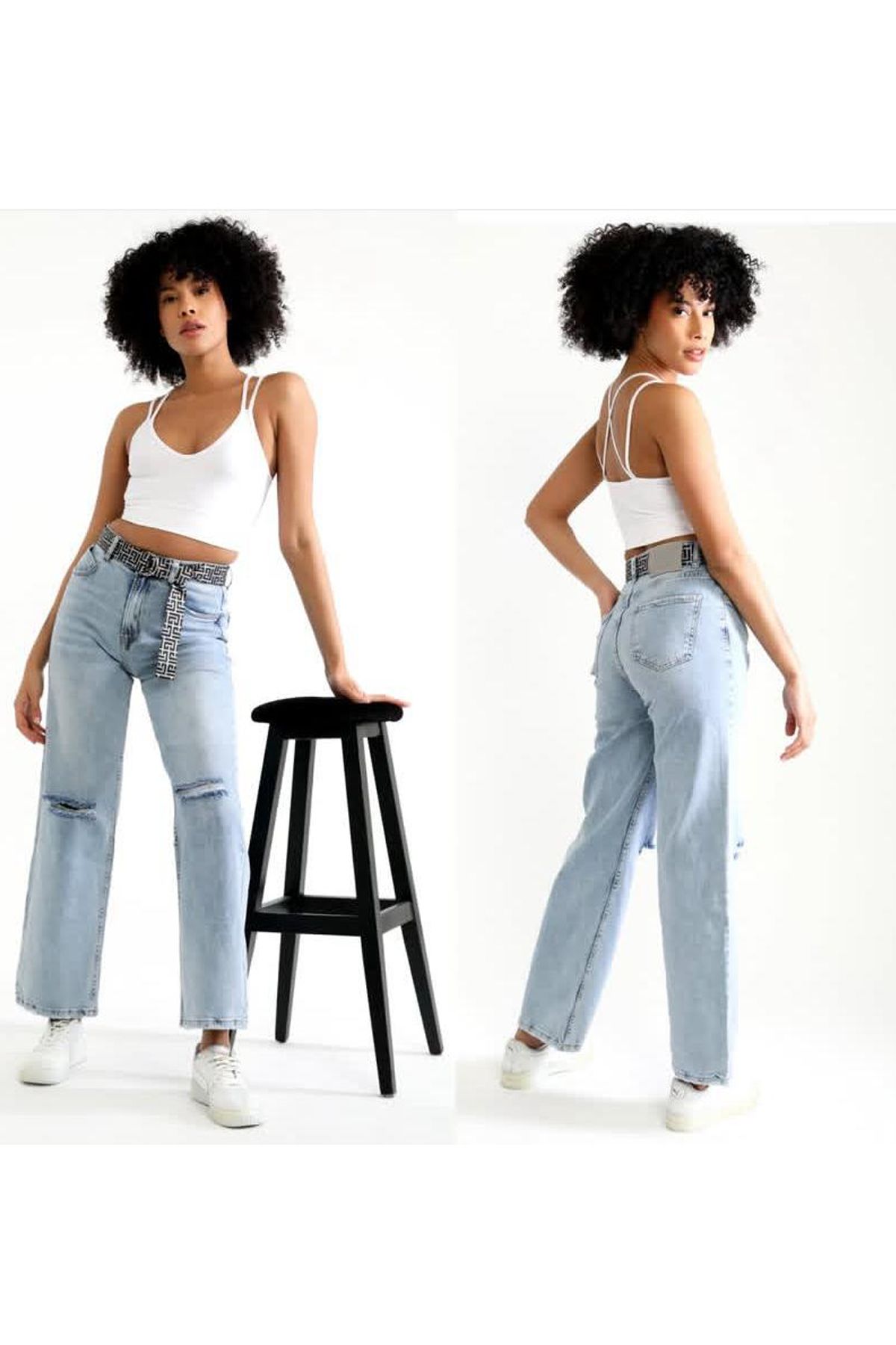 Jijass Jeans Likralı Yırtık Detaylı Kot Pantolon