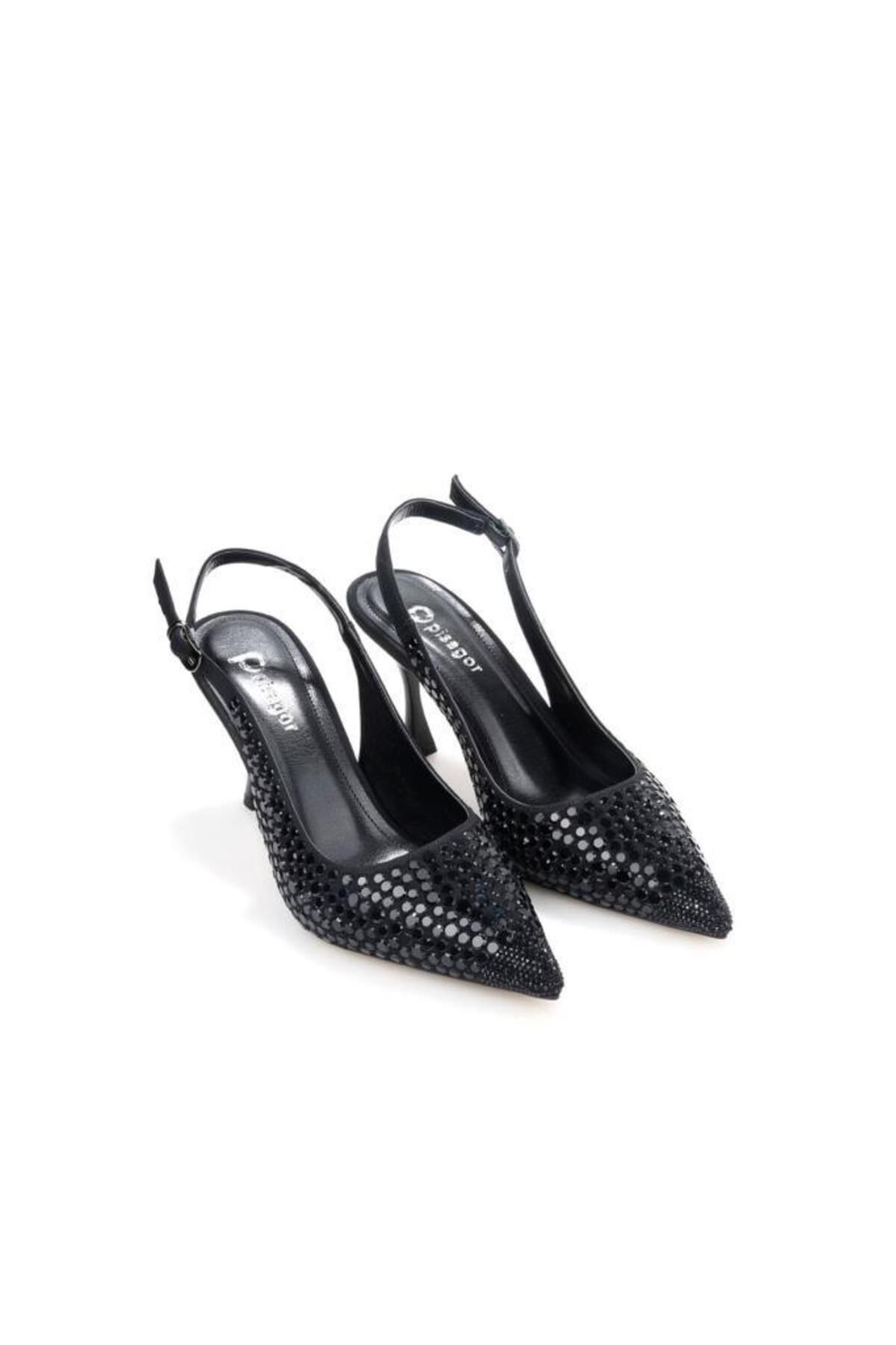 PİSAGOR Pisagor Ps-32150 Kadın 7 Cm Arkası Açık Abiye Stiletto Ayakkabı