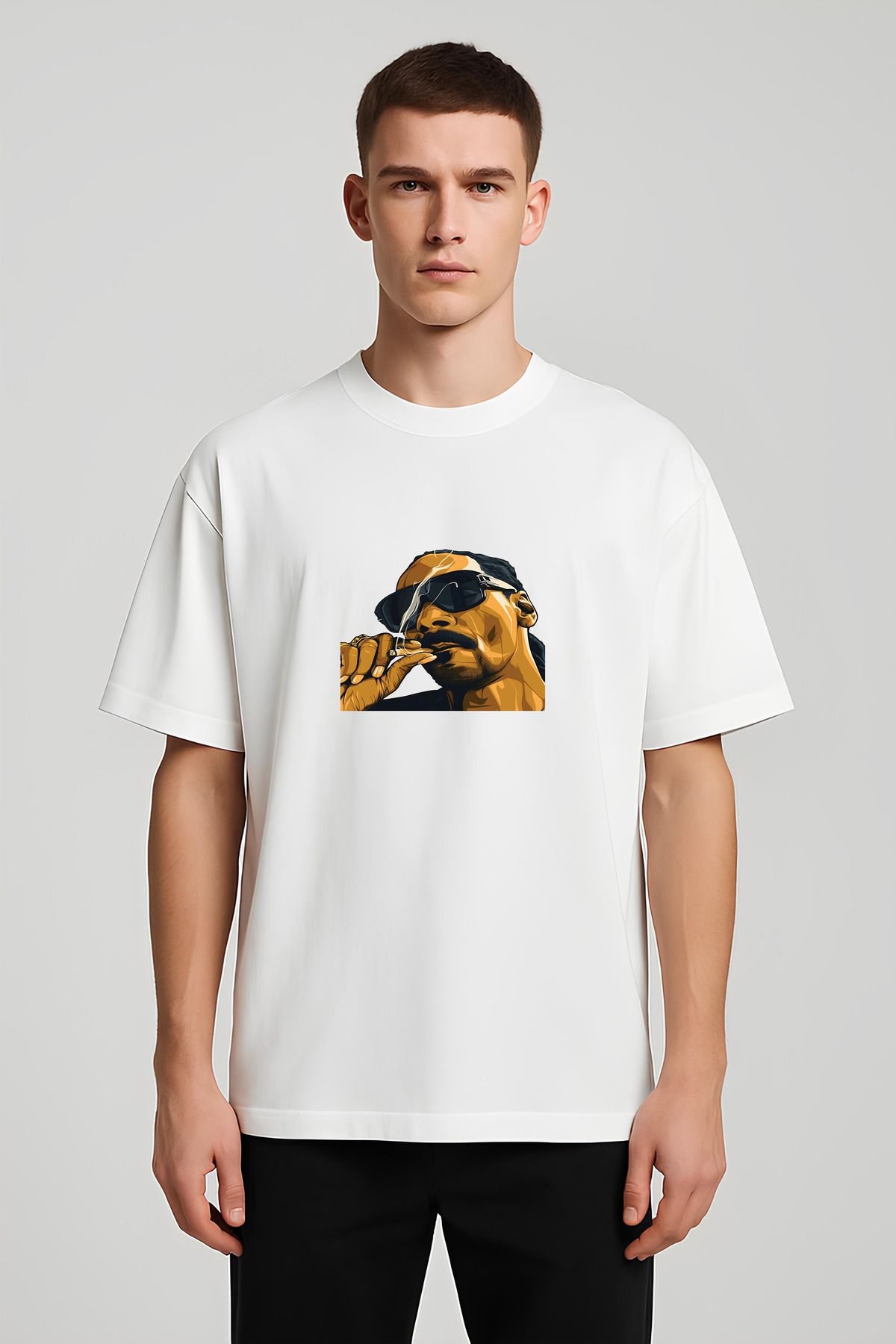 MODA Unisex Oversize Kalıp Snoop Dogg Baskılı T-Shirt