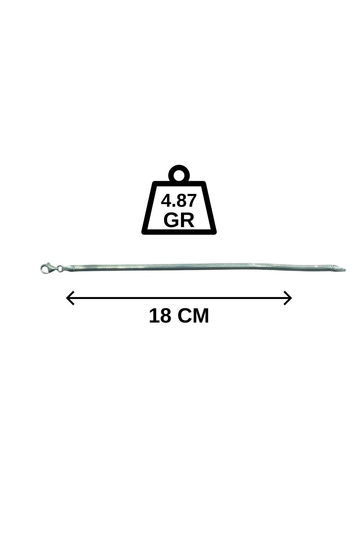CERCİBAZAAR Erkek Gümüş Zincir Bileklik – 925 Ayar - 4.87 GR