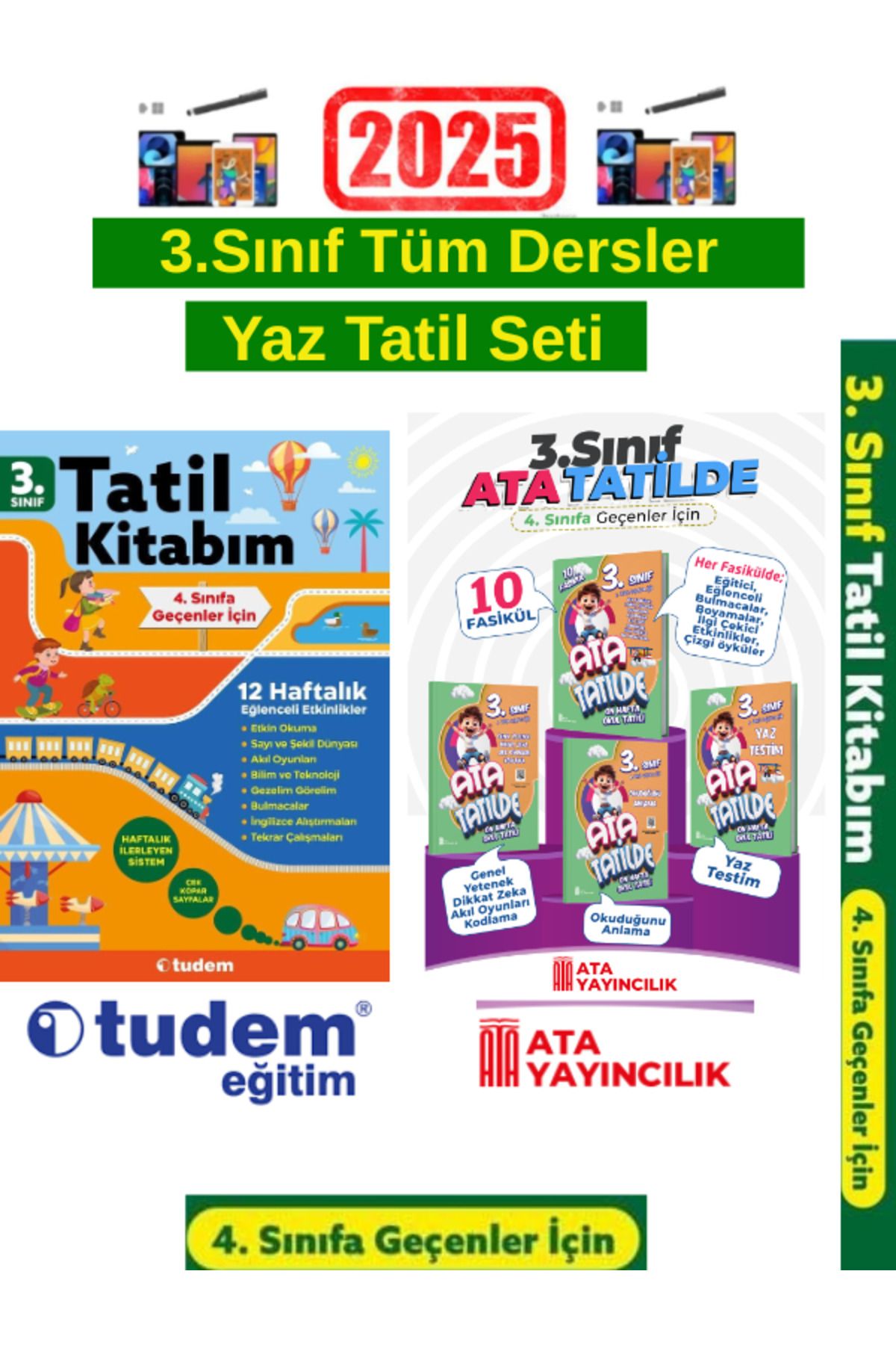 Bilfen Yayıncılık Tudem 3.Sınıf 12 Hafta Yaz Tatil Kitabı+Ata Tatilde 3.Sınıf 10 Fasikül Yaz Tatil Seti+Android Kalem