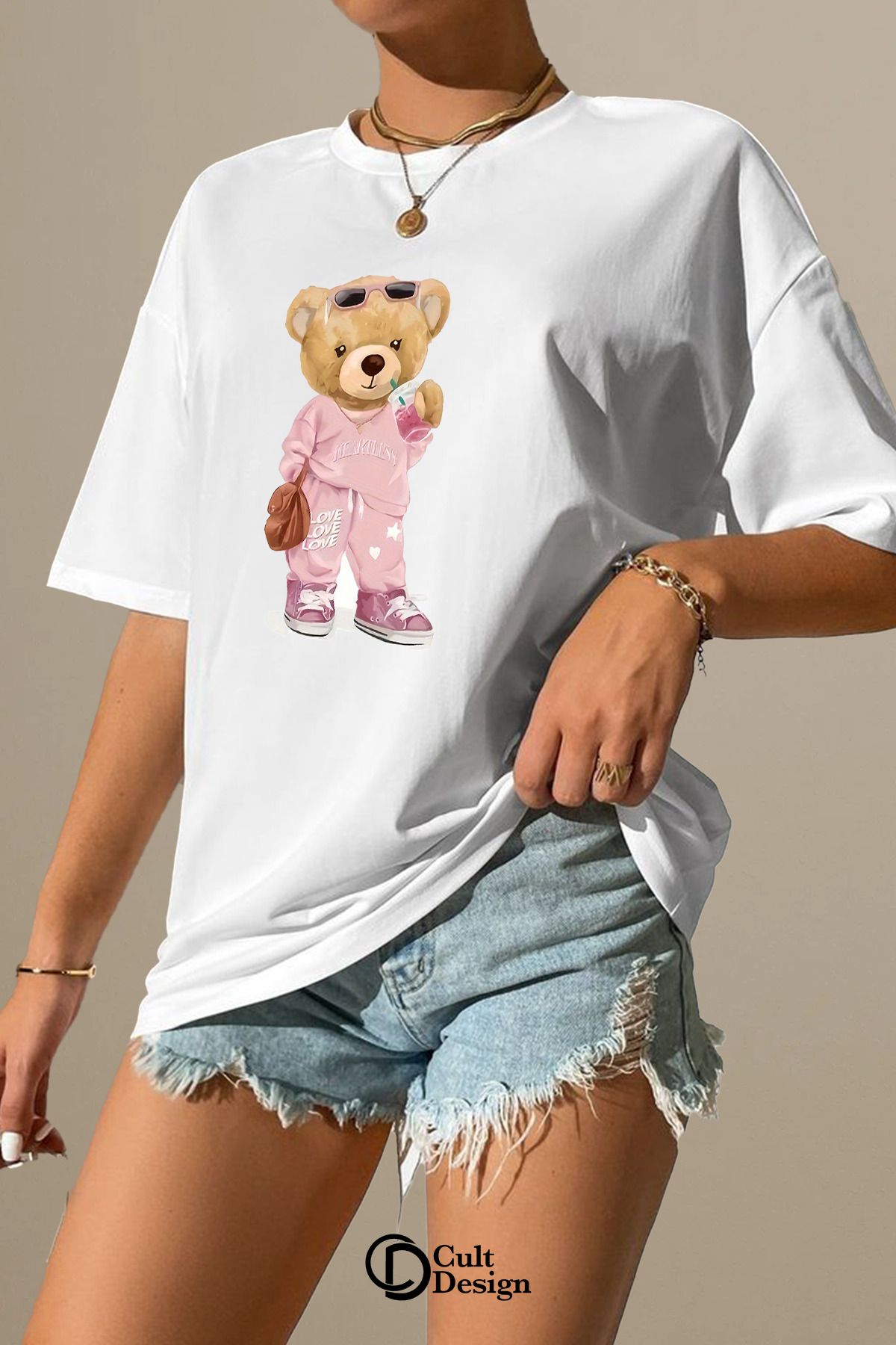 CULTDESİGN Unisex KADIN/ERKEK Özel Premium Baskılı Basic, Organik Pamuklu, Bisiklet Yaka T-Shirt