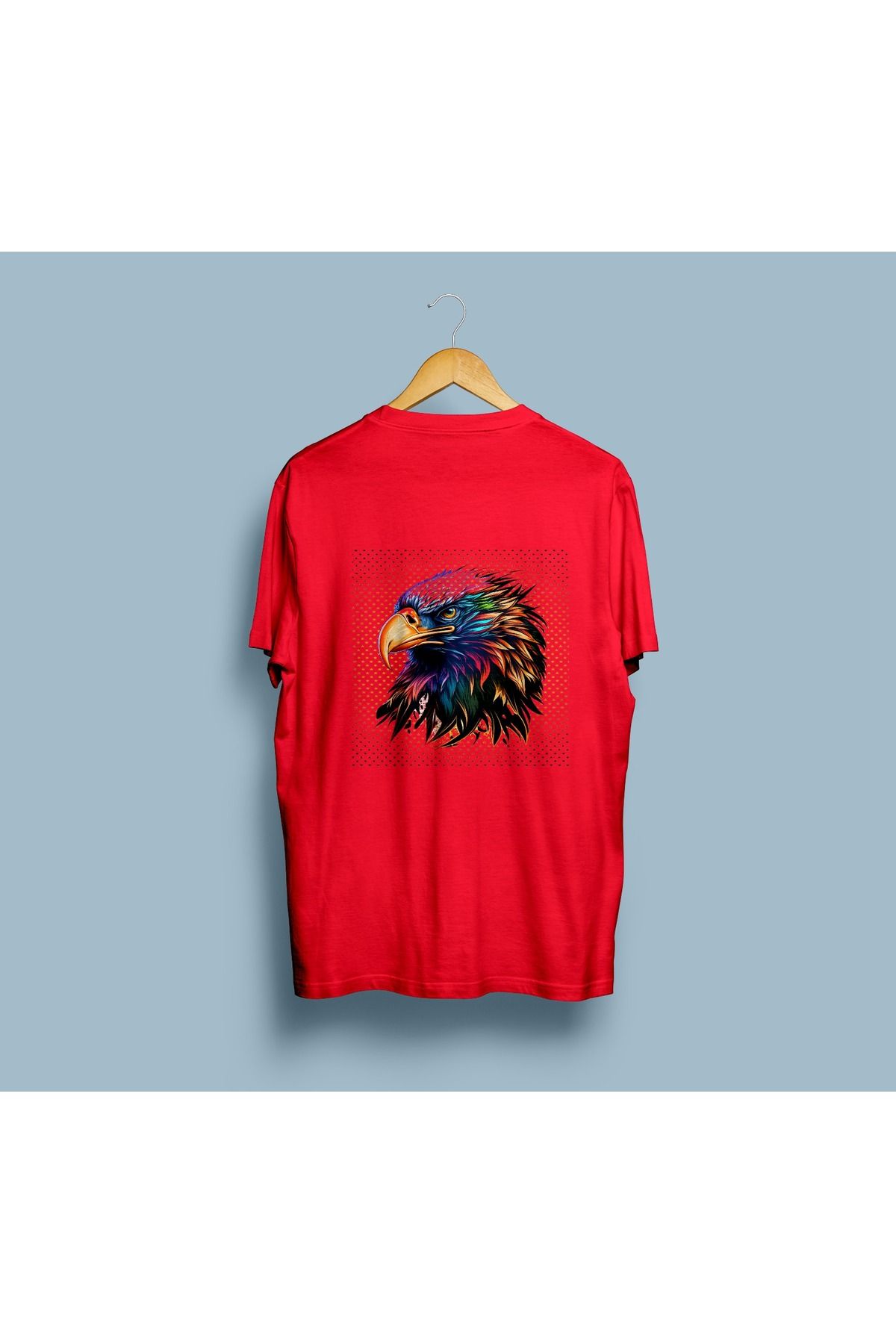 MODA Bisiklet Yaka Kartal Başı Desenli Kısa Kollu T-shirt