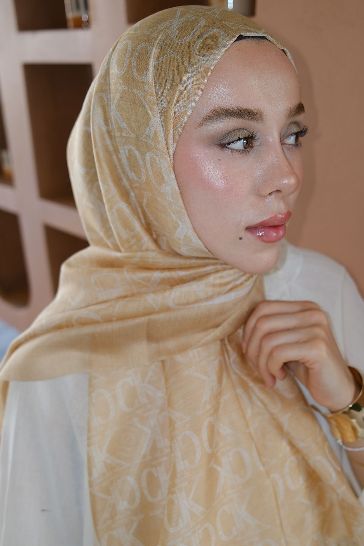 diorel CK Monogram İpek Vual Şal