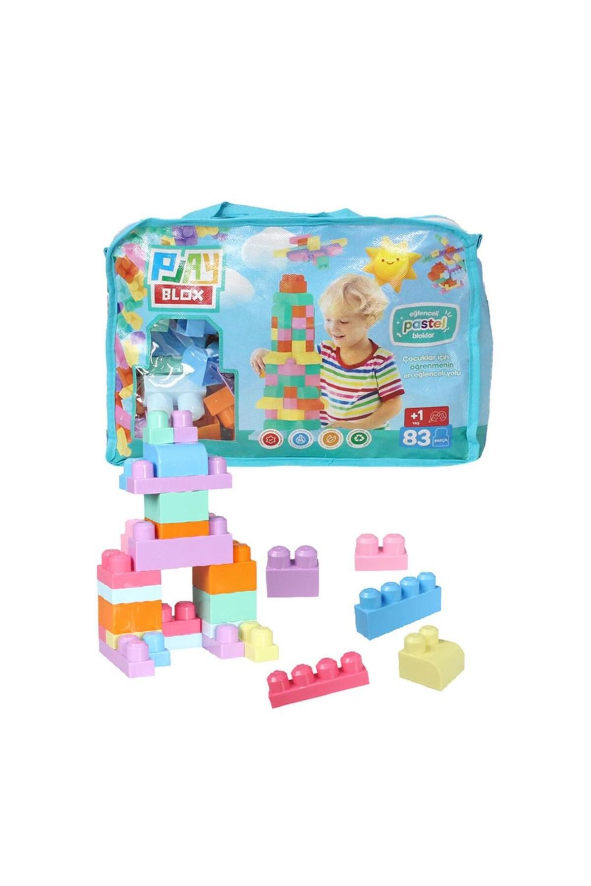 TORUTOYS 2946 Play Blox Pastel Blok Yapı Oyuncakları 83 Parça ,Saklama Çantalı ,1 Yaş ve Üzeri