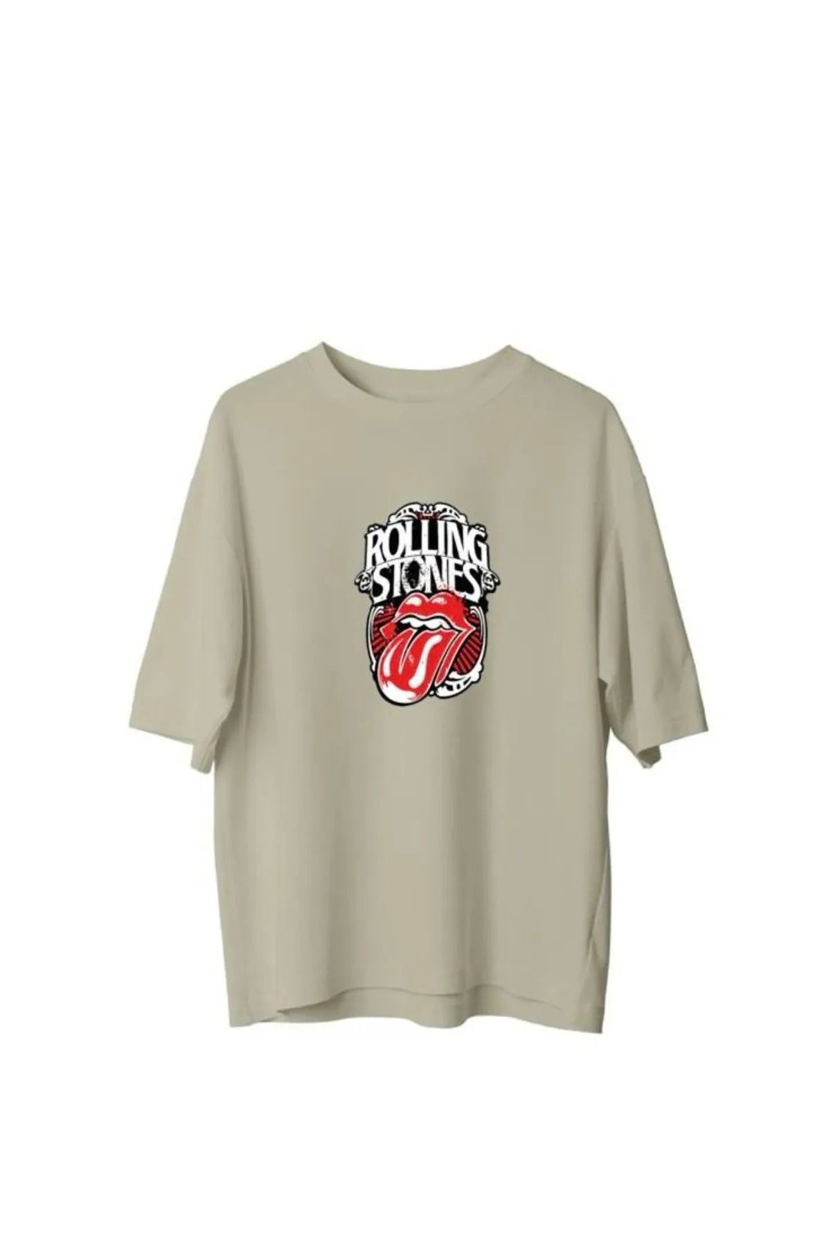 Koklonmoda Büyük Beden Unisex Rolling Stones Baskılı Oversize T-Shirt