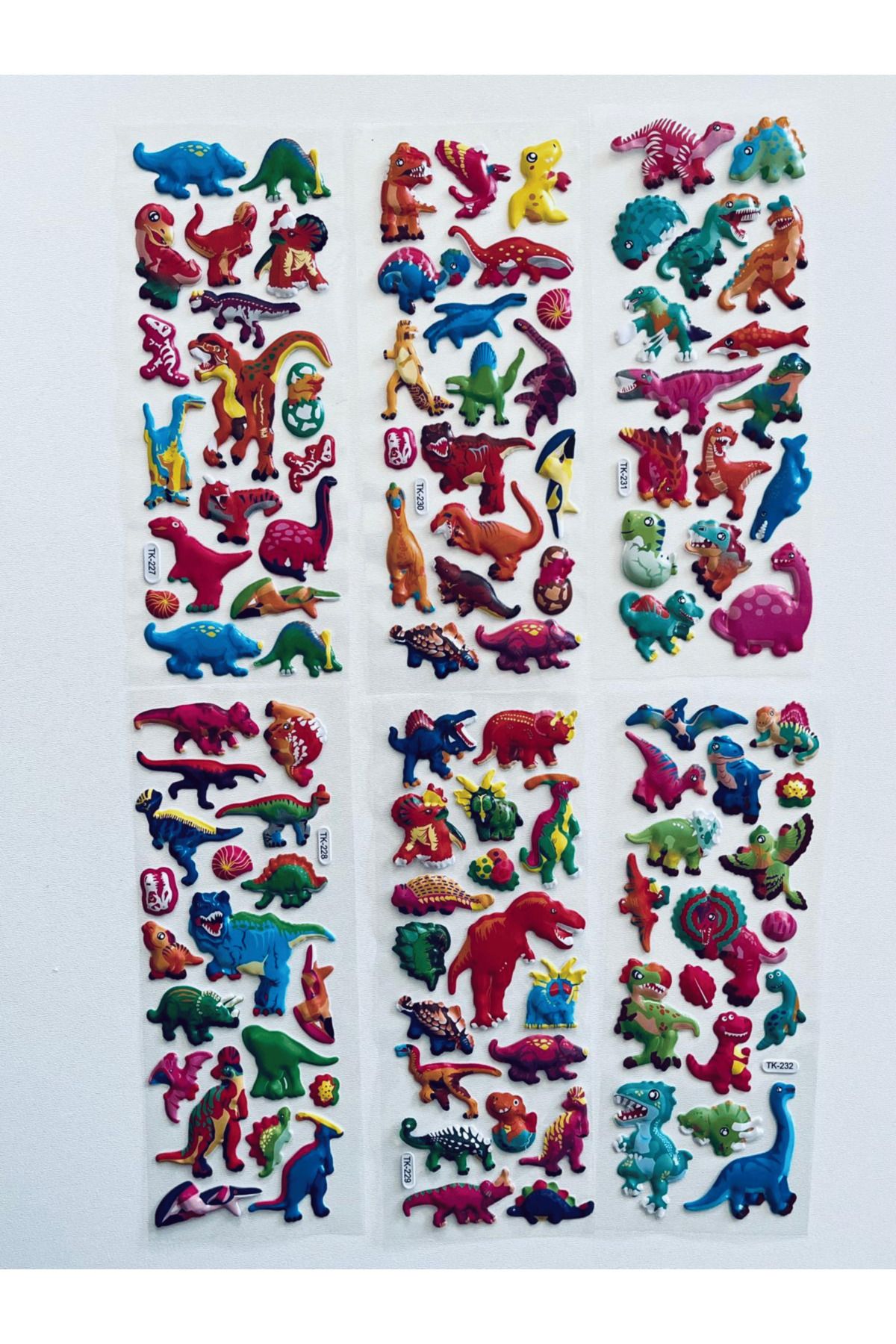 Mielibon 3D Kabartmalı Dinozor Sticker Seti | 6'lı