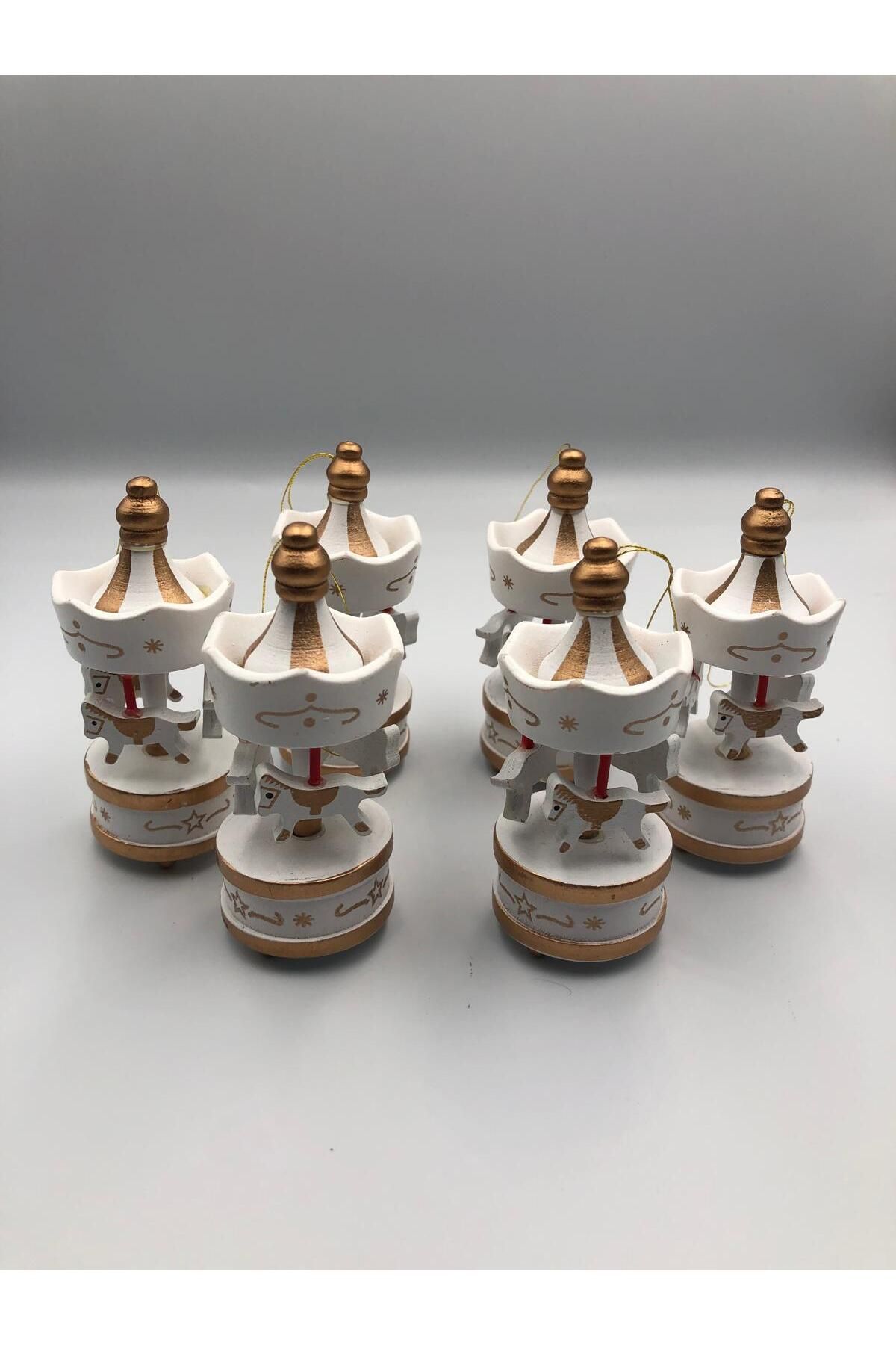 DUCK HOBY 6lı Set Atlı Karınca Mini Beyaz Nostaljik El Yapımı Hediyelik Süs Yılbaşı Hediyeliği Özel Gün