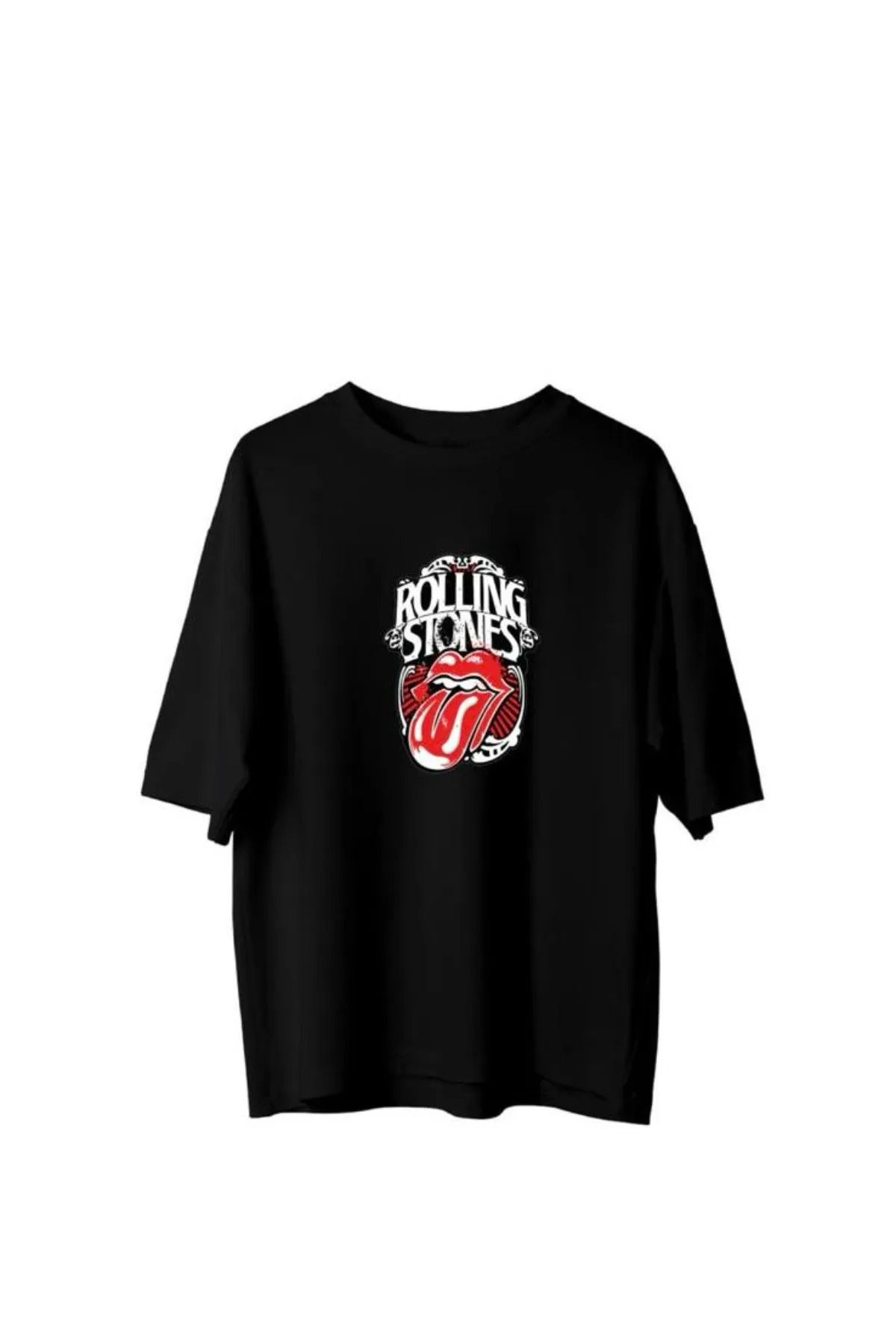Koklonmoda Unisex Rolling Stones Baskılı Oversize T-Shirt