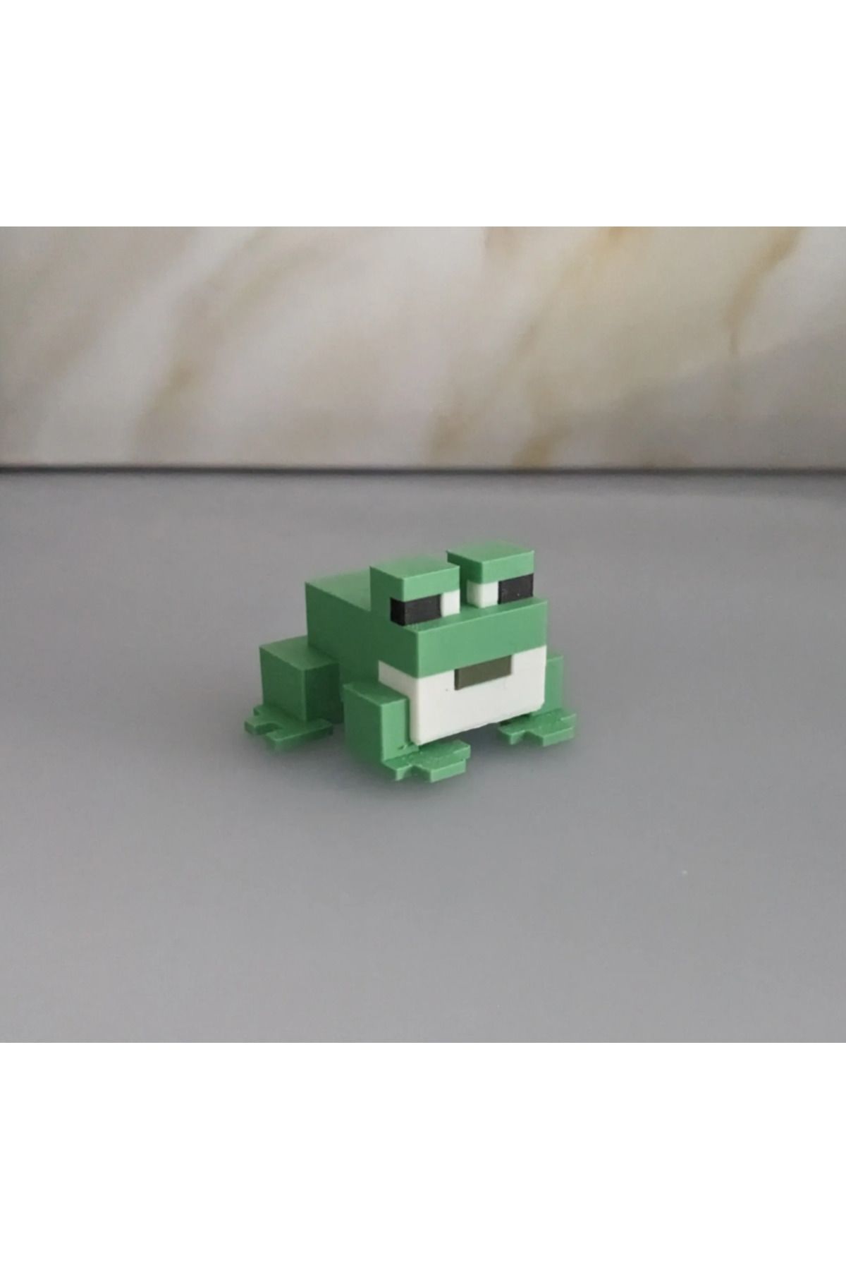 PUREYSMA Minecraft Tarzı Dekoratif Kurbağa Figürü | Piksel Tasarım Mini Oyuncak | 3D Model Biblo