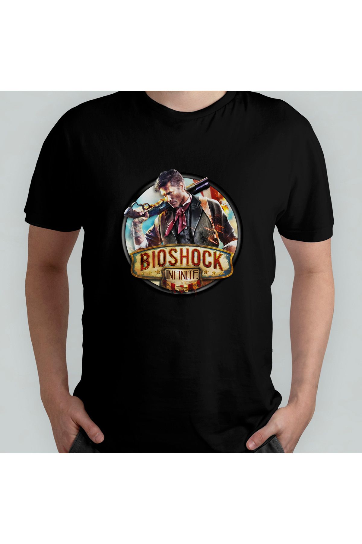 Pixxa Bioshock Infinite Unisex %100 Pamuklu Bisiklet Yaka T-Shirt Model 1