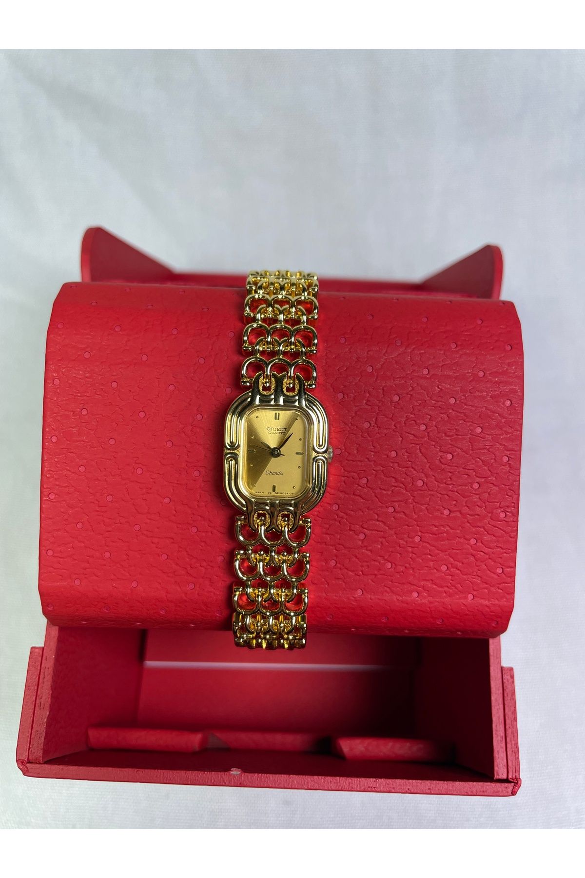 Orient BS902025102A Retro Model Kare Kasa Zincirli Kordon Gold Kadın Kol Saati