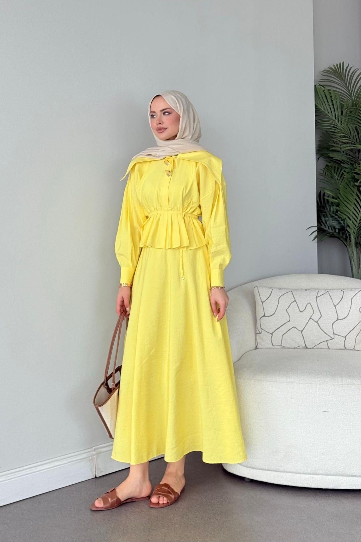HAZA MODA Roma Etekli Takım Sarı