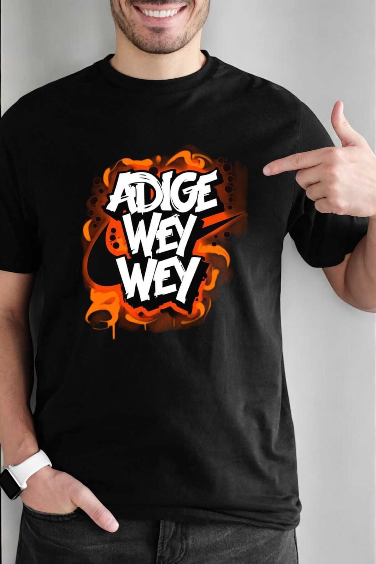 DZİWAWA Adige Duvar Yazı Baskılı Çerkes Erkek T shirt